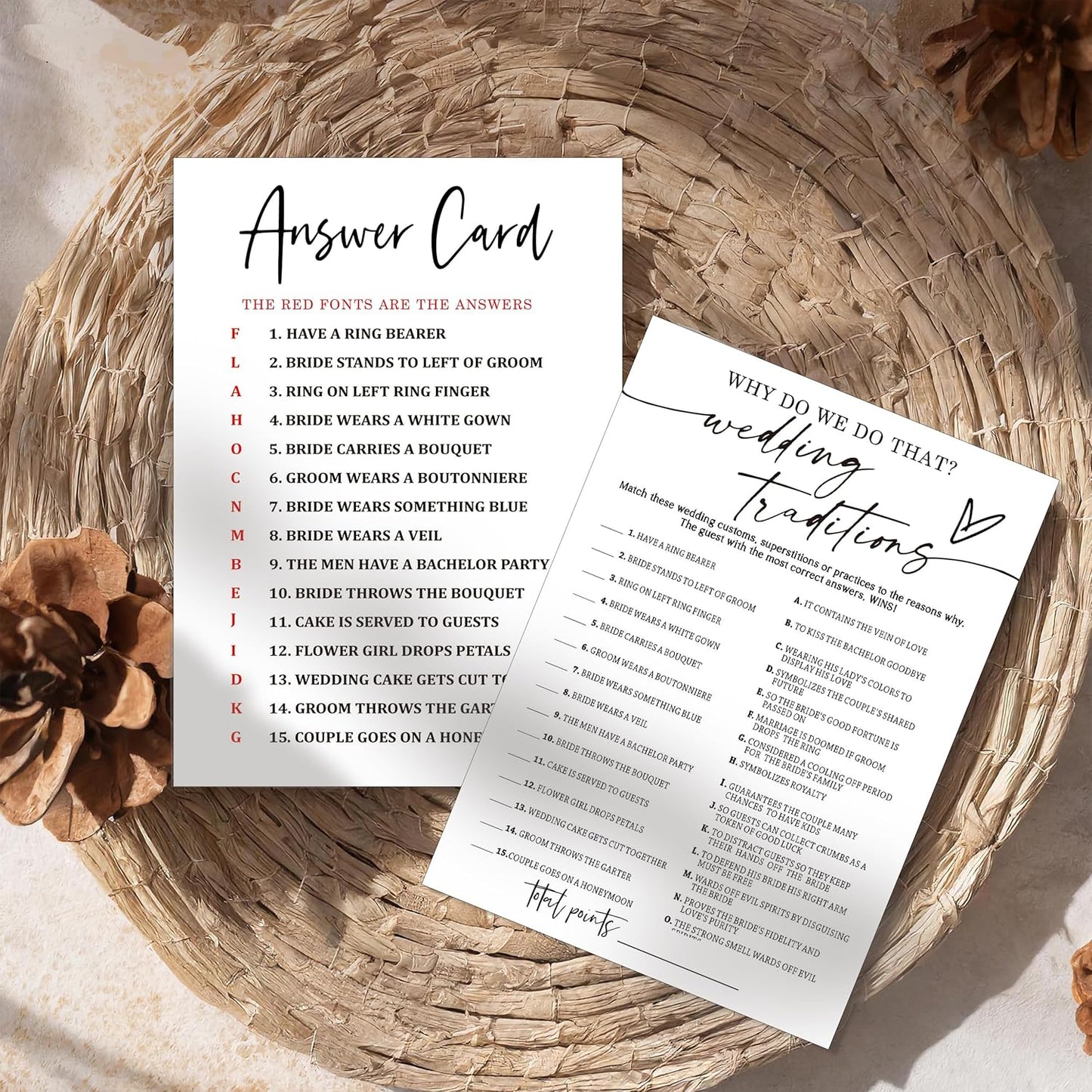 Fun Wedding Games Set - 25 Bridal Shower Games Cards, Engaging Bridal Party Entertainment for Wedding Shower, Engagement Party & Reception Fun a Must-Have for Minimalist Newlywed Game - A01