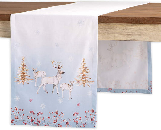Maison d' Hermine Table Runner 100% Cotton Single Layer Table Runners 48 inches Long for Thanksgiving Christmas Decorations Home Kitchen Dining Party Wedding (Fairy Tale Forest, 14.5" x 48")