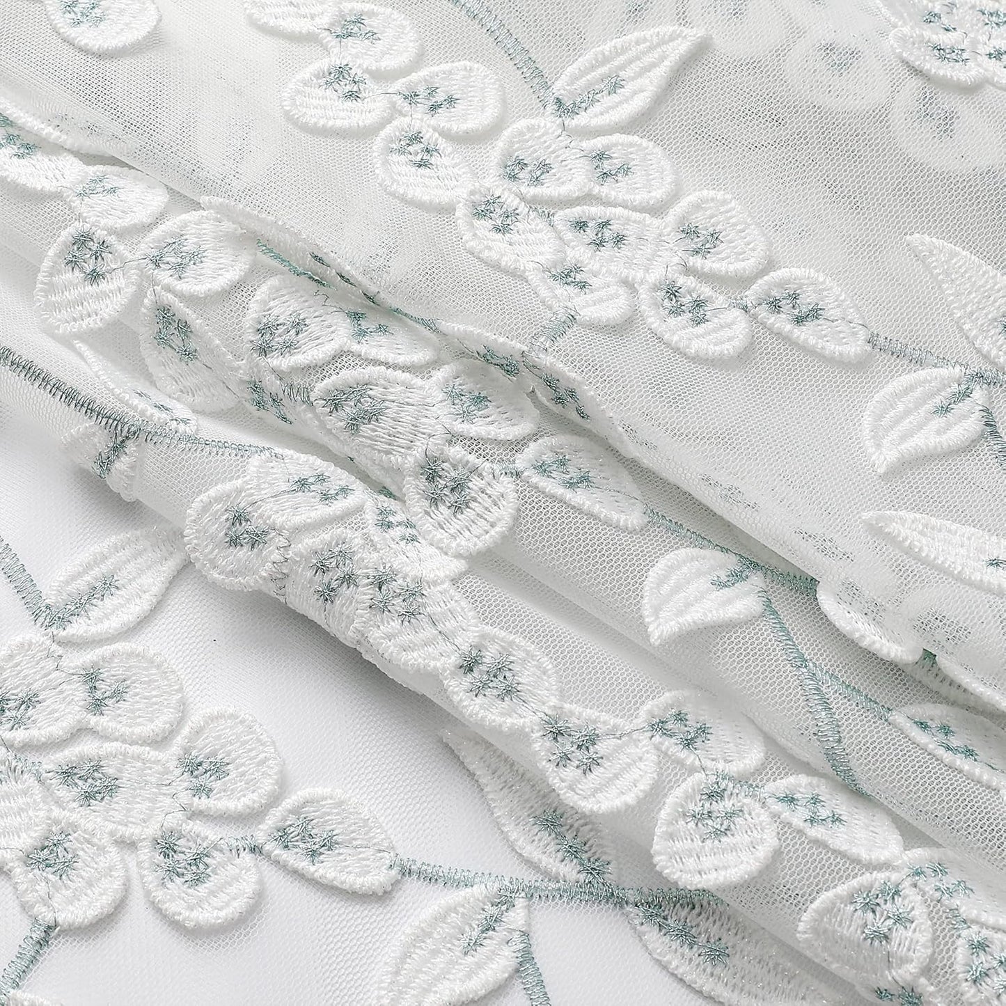 VISIONTEX White Sheer Voile Curtains, Decorative White Embossed Leaves Rod Pocket Window Drapes for Home Kitchen, Living Room and Bedroom 54 x 95 Inch, Set of 2 Curtain Panels