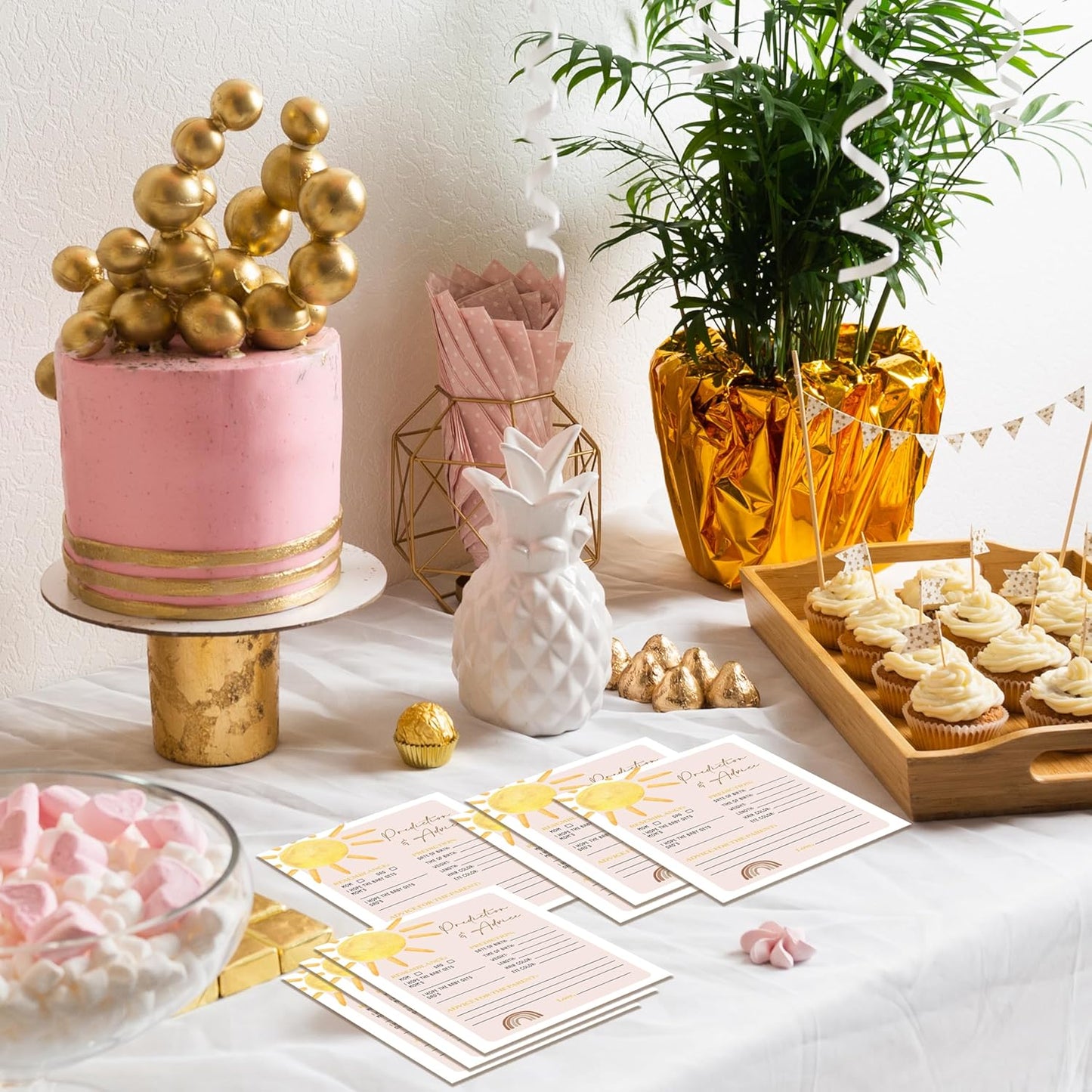 Boho Sunshine 30 Baby Predictions and Advice Cards, Gender Reveal Party Supplies Favors (5"x7") - D02