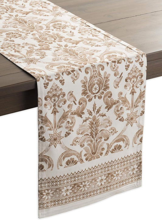 Maison d' Hermine Table Runner 100% Cotton Single Layer Table Runners 90 inches Long for Thanksgiving Christmas Decorations Home Kitchen Dining Party Wedding (Allure, 14.5" x 90")
