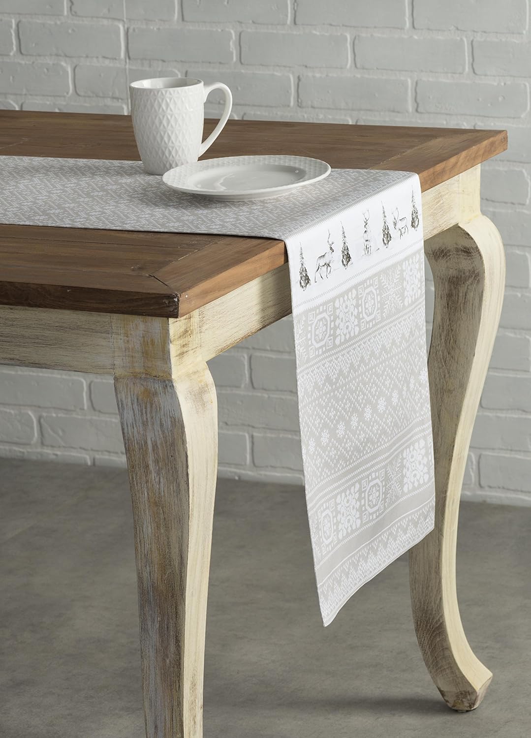 Maison d' Hermine Table Runner 100% Cotton Single Layer Table Runners 90 inches Long for Thanksgiving Christmas Decorations Home Kitchen Dining Party Wedding (Cozy Christmas, 14.5" x 90")