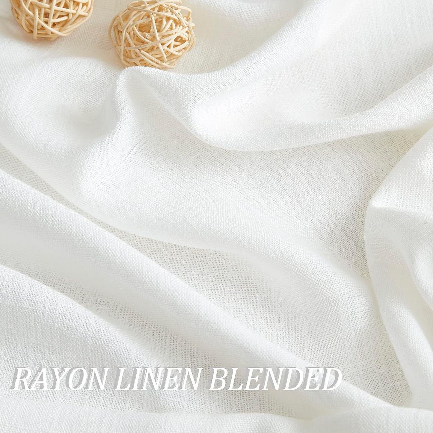 Vision Home White Pinch Pleated Semi Sheer Curtains Textured Light Filtering Window Curtains 108 inch for Living Room Bedroom Patio Rayon Blended Pinch Pleat Drapes with Hooks 1 Panel 80" Wx108 L