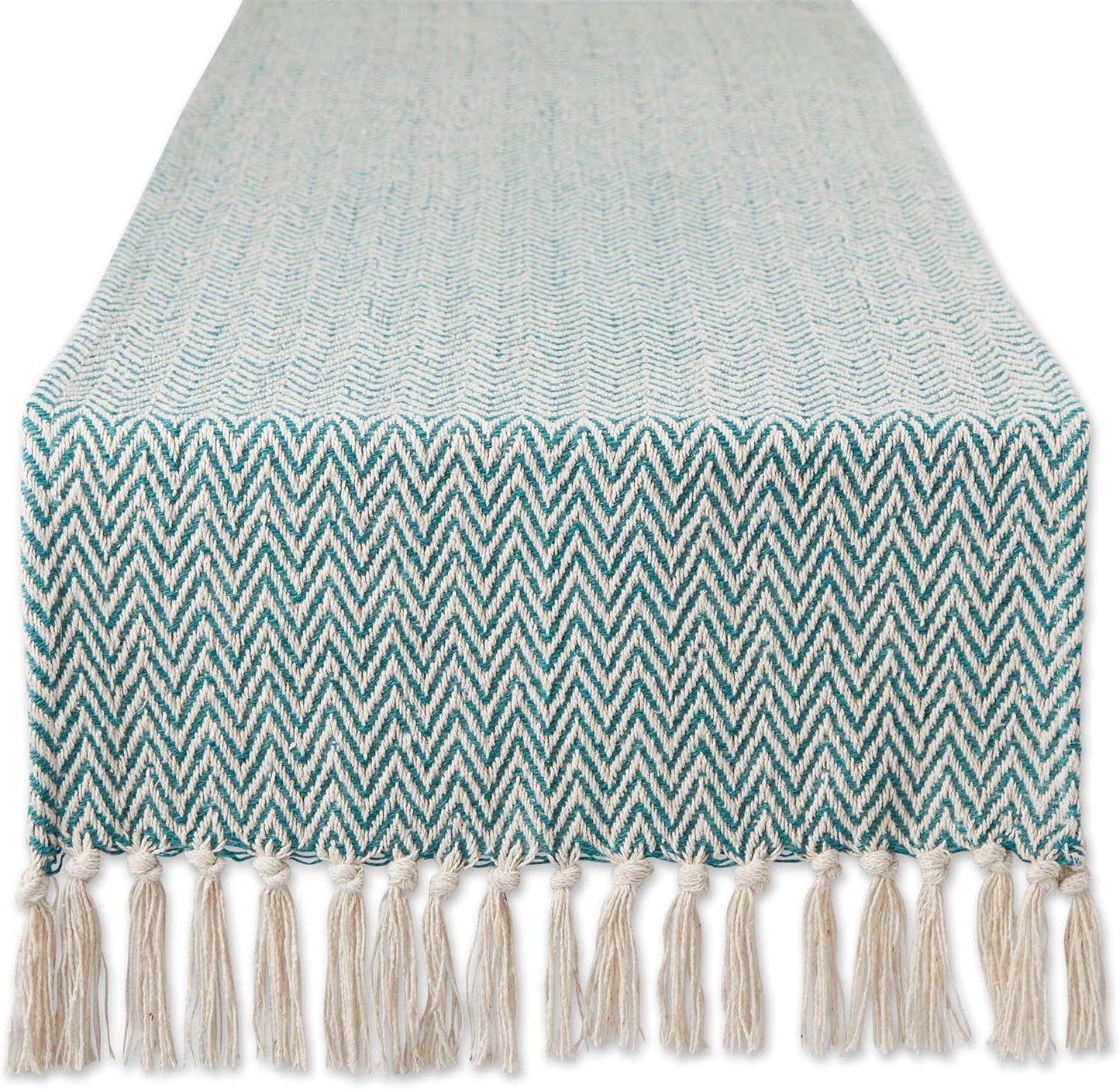 DII Woven Basic Tabletop Collection Chevron Table Runner, 15x108, Teal