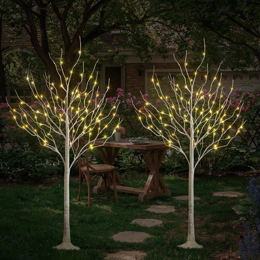 LIGHTSHARE 6 Feet 72L LED Birch Tree Lights, Pack of 2, Warm White, for Holiday Party and Christmas Decoration, Indoor and Outdoor Use