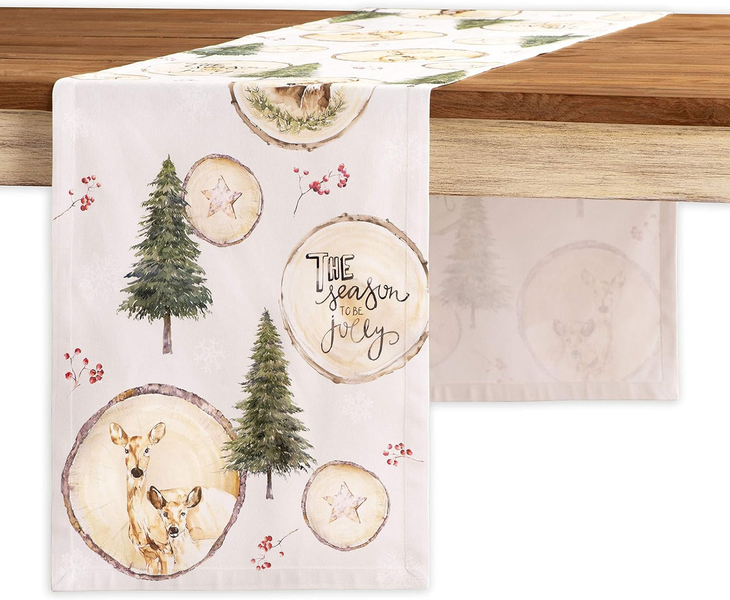 Maison d' Hermine Table Runner 100% Cotton Single Layer Table Runners 36 inches Long for Thanksgiving Christmas Decorations Home Kitchen Dining Party Wedding (Mountain Life, 14.5" x 36")