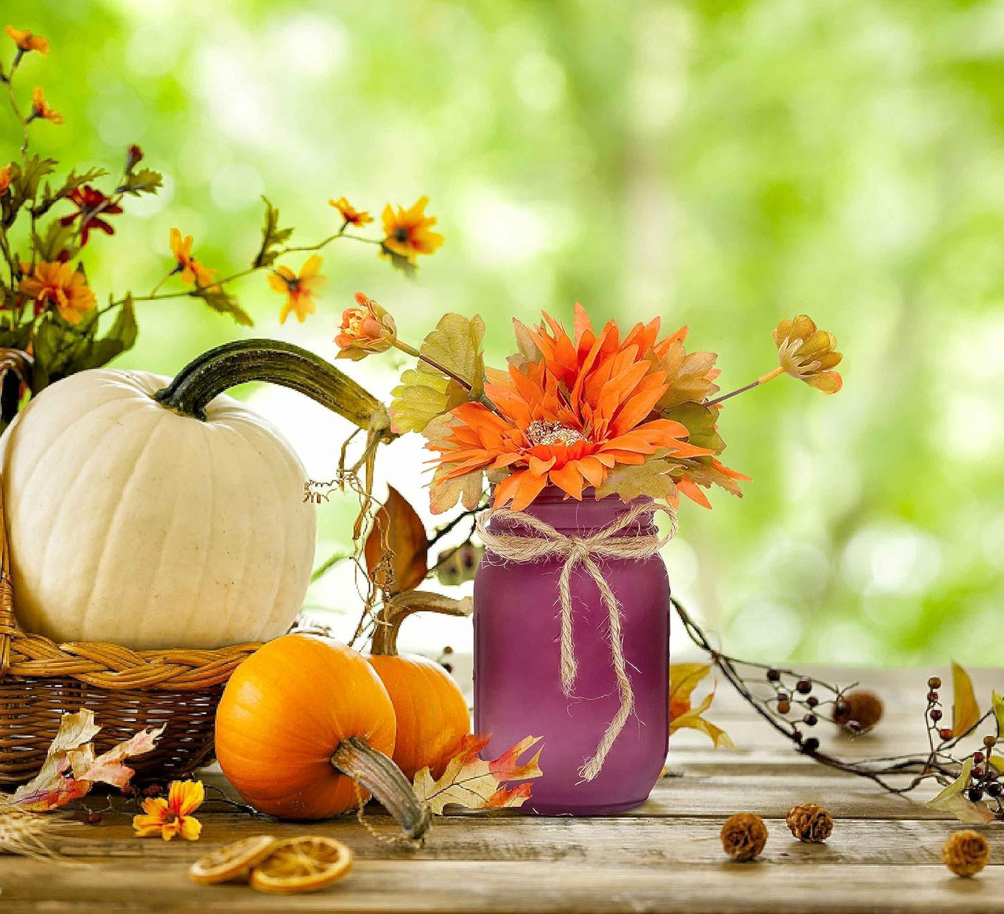 CNVOILA Thanksgiving Decorations, Thanksgiving Themed Mason Jars Centerpiece with Flower Decor - Perfect for Thanksgiving Decor Indoor, Home, Office, Dining Table