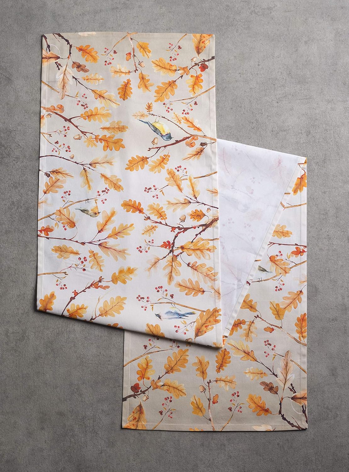 Maison d' Hermine Table Runner 100% Cotton Single Layer Table Runners 60 inches Long for Thanksgiving Christmas Decorations Home Kitchen Dining Party Wedding (Oak Leaves, 14.5" x 60")