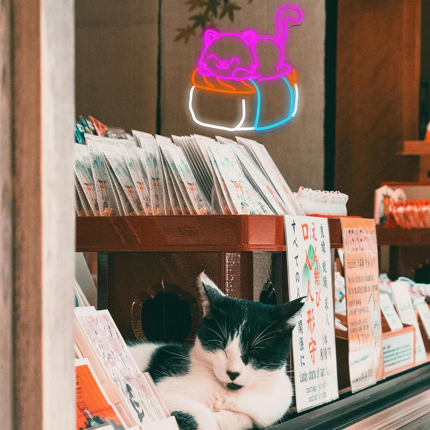 Sushi Cat Neon Sign Delicious Japanese Sushi LED Light Sign for Wall Decor Dimmable Cute Cat Neon Light for Sushi Shop Japanese Restaurant Kitchen Supermarket Cafe Bar home Party Girl Boy