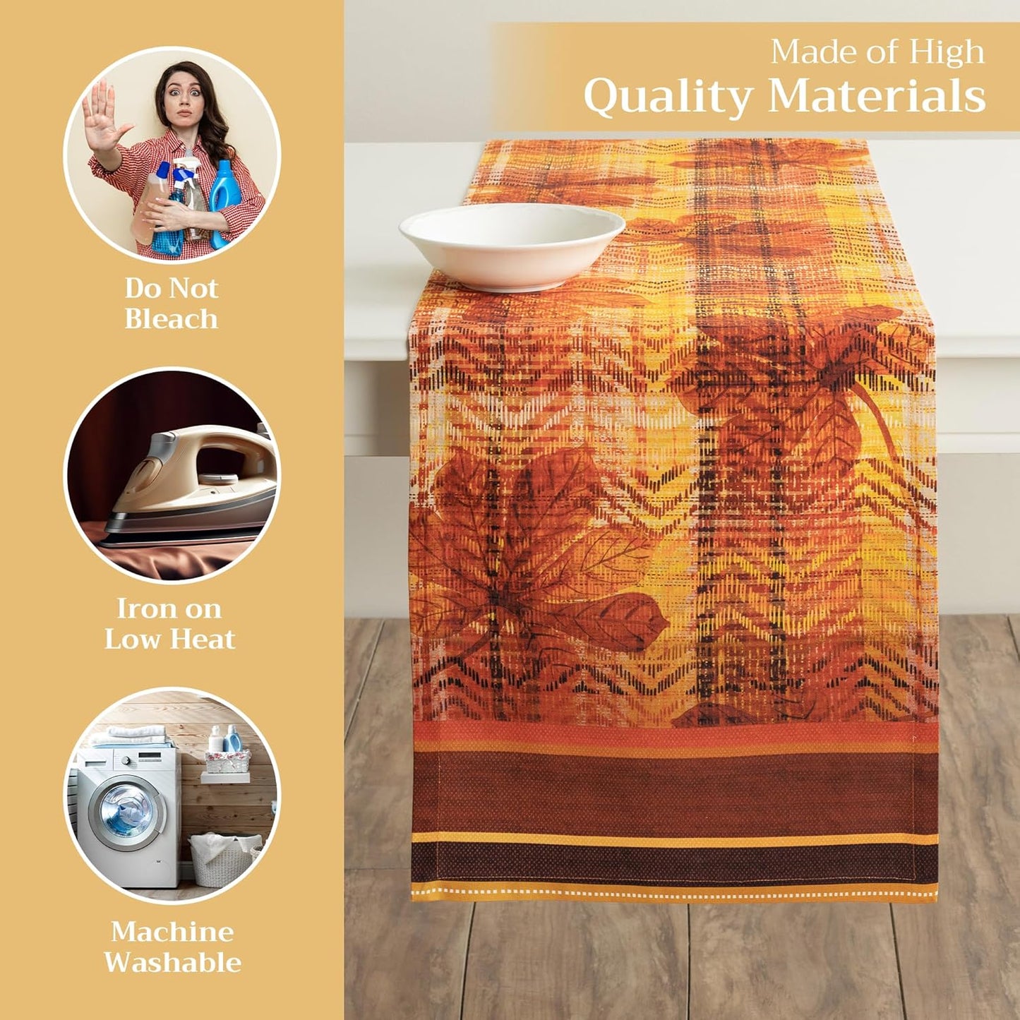 Maison d' Hermine Table Runner 100% Cotton Single Layer Table Runners 108 inches Long for Thanksgiving Christmas Decorations Home Kitchen Dining Party Wedding (Thanksgiving Tartan, 14.5" x 108")