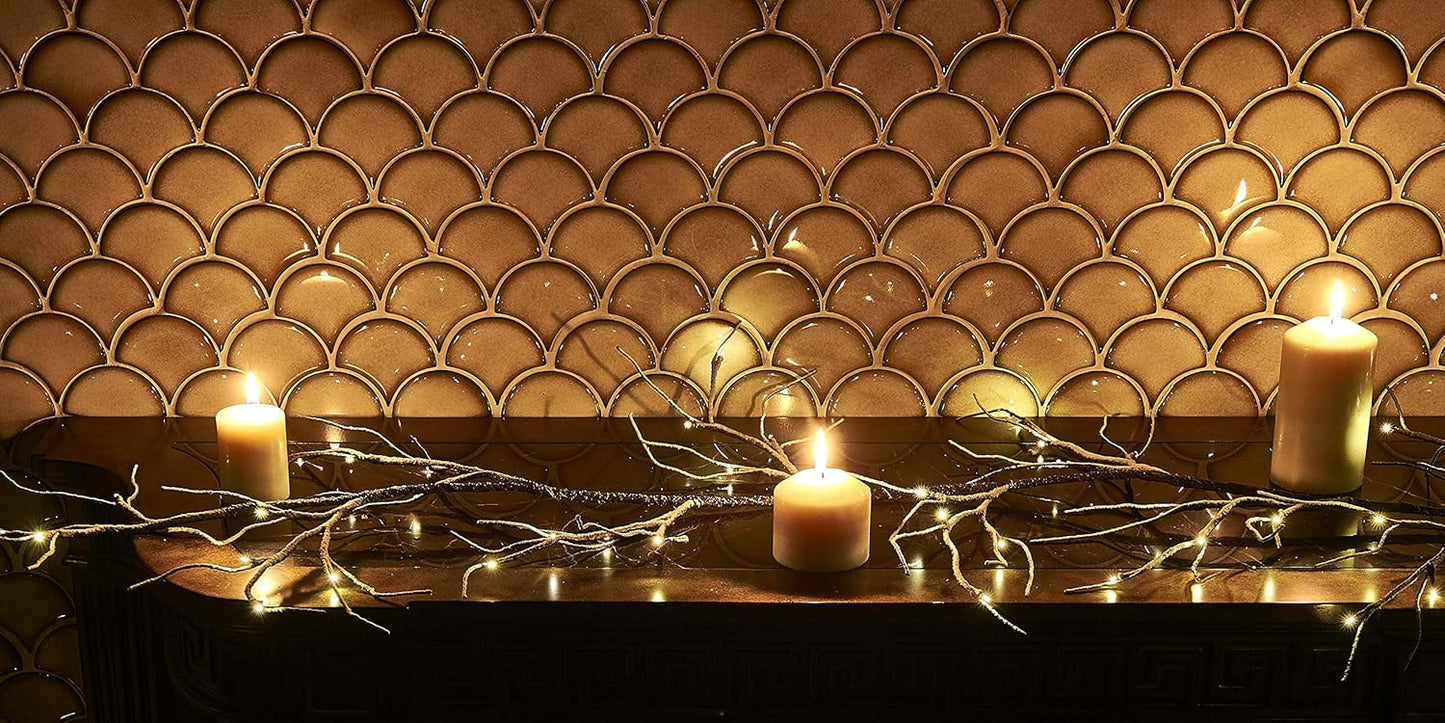 Hairui Lighted Garland Snow Flocked 6FT 48 LED Battery Operated Pre-lit Twig Vine Winter Christmas Party Decoration Indoor Outdoor Use