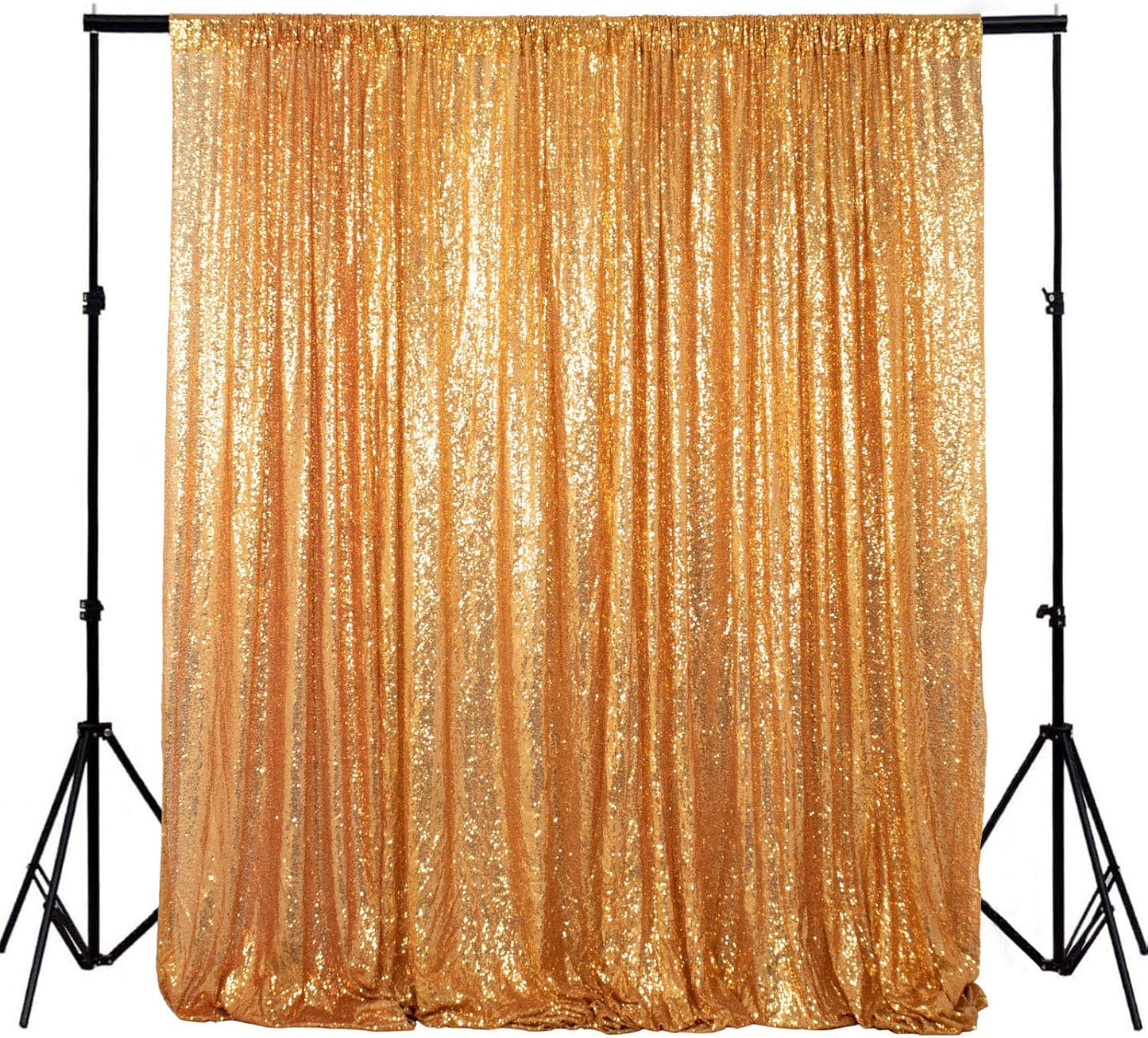 ShinyBeauty Sequin Curtain-Backdrop-5FTx10FT-Gold-Sequin Fabric Photo Booth Backdrop Glitter Backdrop Gold Photography Backdrop