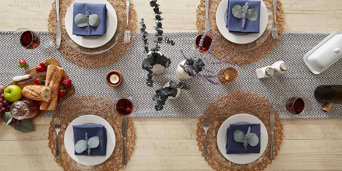 DII Woven Basic Tabletop Collection Chevron Table Runner, 15x72, French Blue