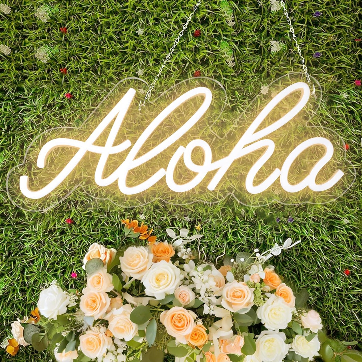Aloha Neon Light Aloha Warm White Neon Sign for Wall Decor, 15"x5.9" LED Neon Art Decorative Lights with Dimmer Switch USB Operated for Home, Bar Club Wedding and Party Decor, Christmas, Birthday Gift