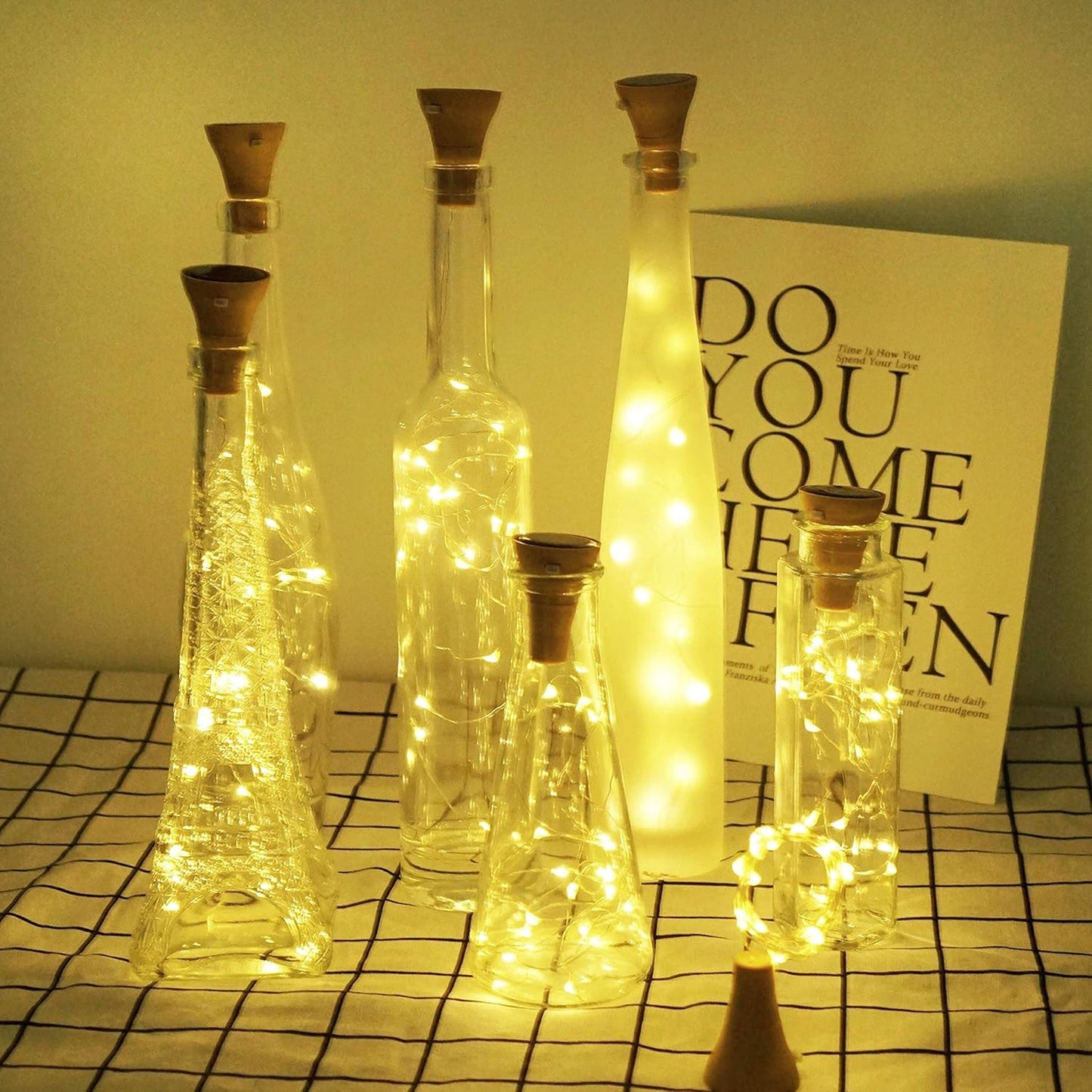 Decorman Upgraded 10 Pack Solar Wine Bottle Lights 20 LEDs Waterproof Silver Wire Cork Lights for Party, Wedding, Christmas, Holiday, Outdoor, Garden, Patio, Pathway Decor