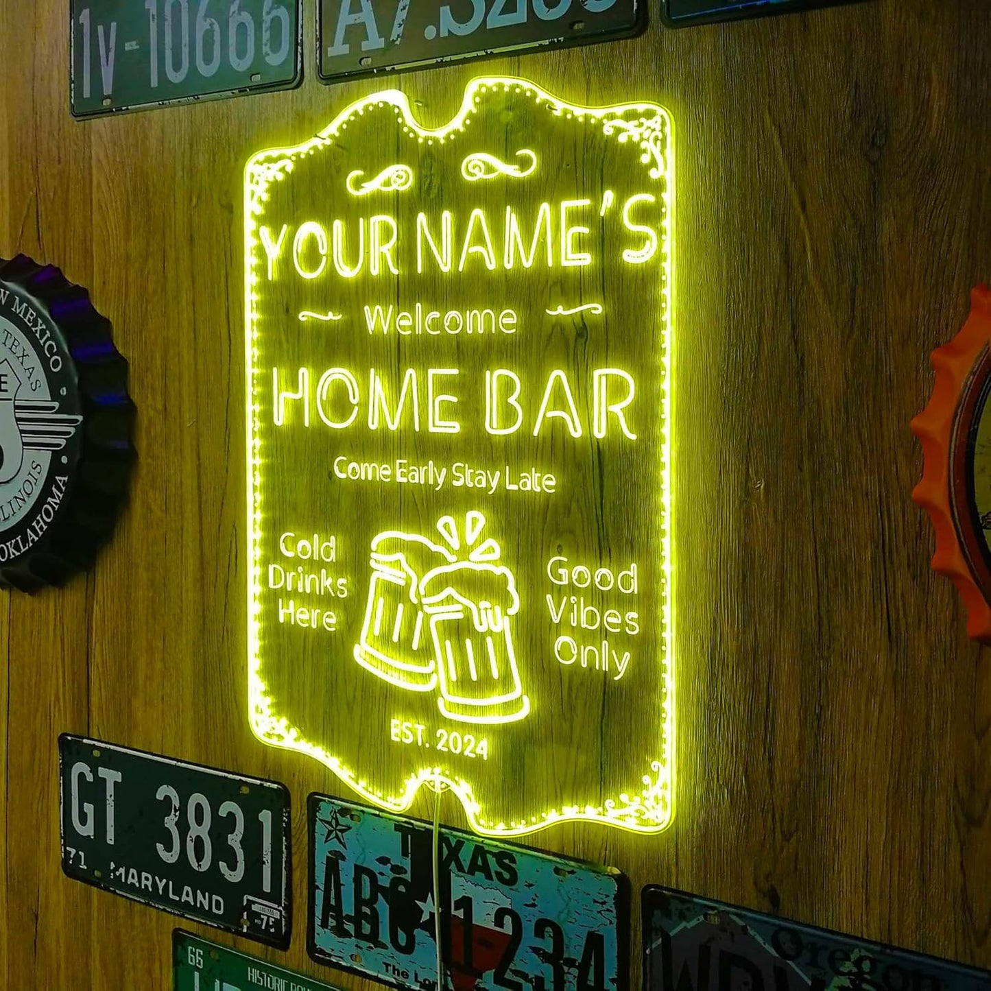 ADVPRO Personalized Your Name Home Bar RGB Dynamic Glam LED Sign - Cut-to-Edge Shape - Smart 3D Decoration - Multicolor Signage st06s64-fnd-p11a-tm-c