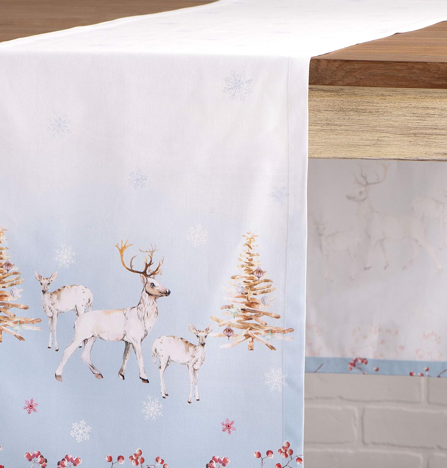 Maison d' Hermine Table Runner 100% Cotton Single Layer Table Runners 36 inches Long for Thanksgiving Christmas Decorations Home Kitchen Dining Party Wedding (Fairy Tale Forest, 14.5" x 36")