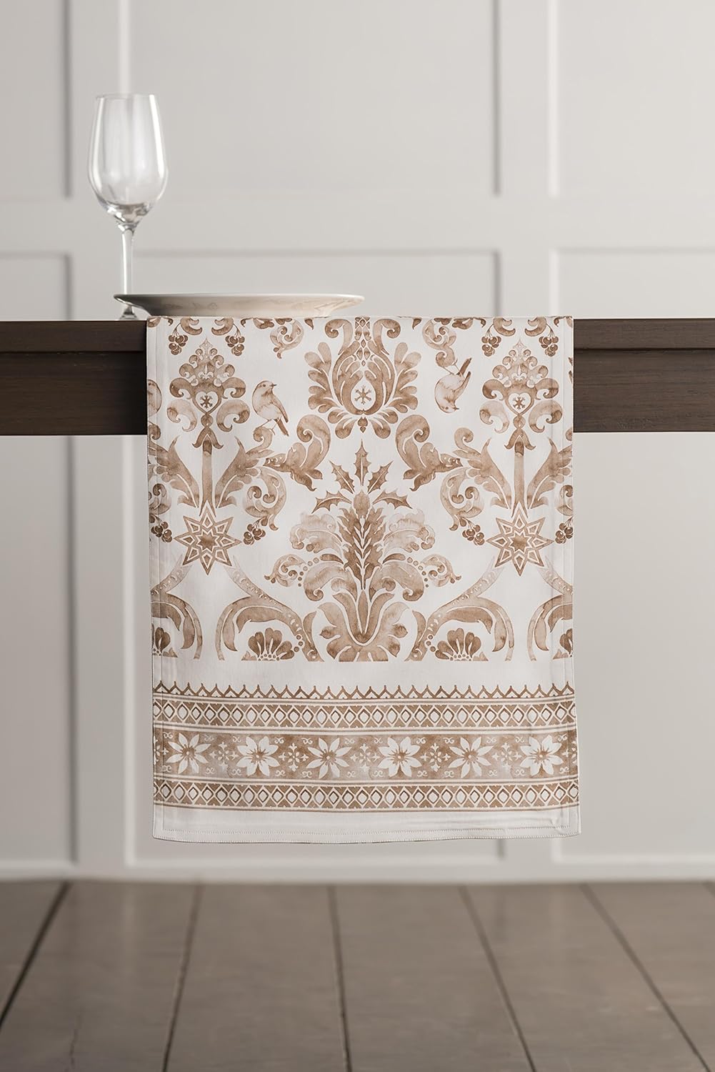 Maison d' Hermine Table Runner 100% Cotton Single Layer Table Runners 90 inches Long for Thanksgiving Christmas Decorations Home Kitchen Dining Party Wedding (Allure, 14.5" x 90")