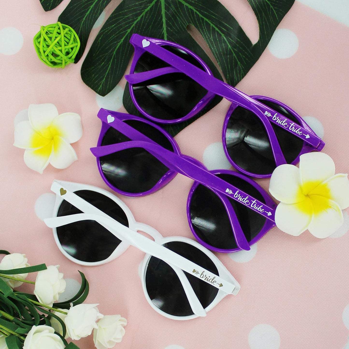 LADY&HOME Bachelorette Party Cat Eye Sunglasses - Bridesmaid & Bridal Shower Supplies, 10pcs Round Weddings Sunglasses