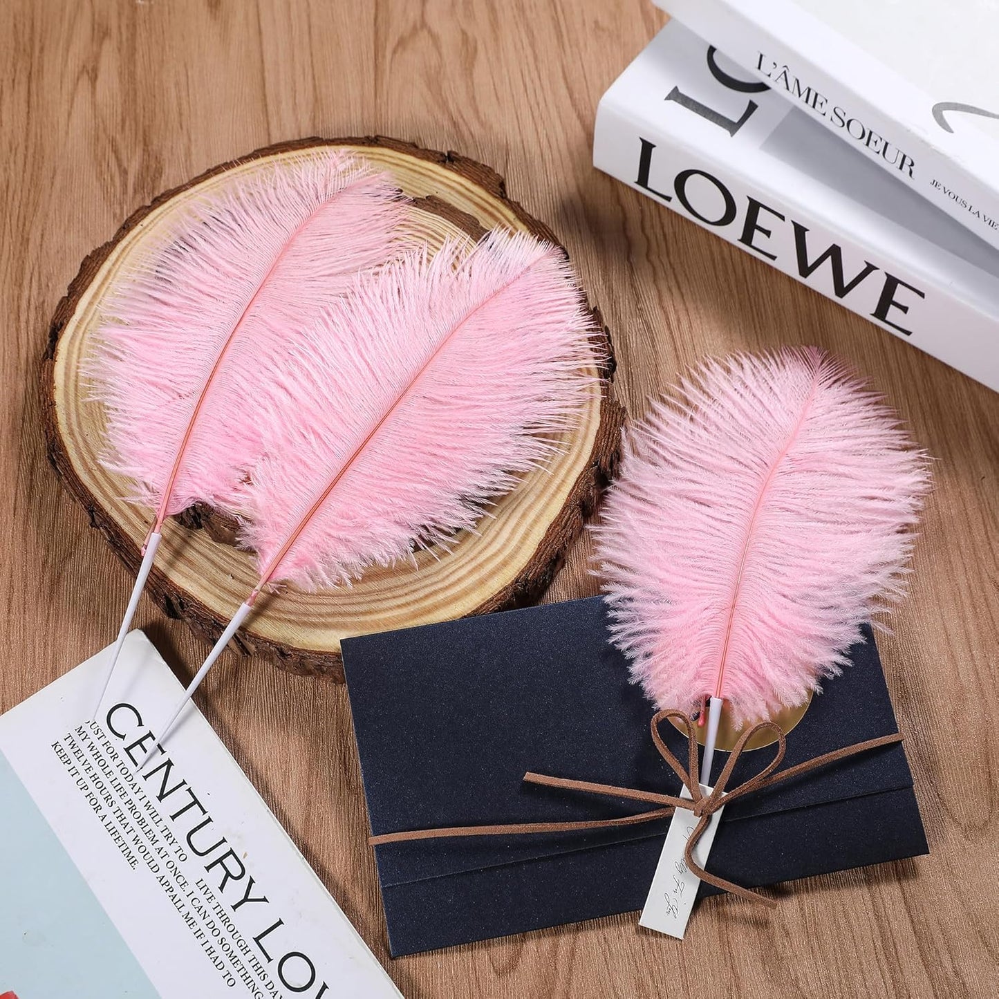 SOGUGOM Pink Craft Ostrich Feathers - 30PCS 6-8 inch Bulk Ostrich Feathers Kit for Centerpieces, Kindergarten Crafts, Hats and Party Centerpieces(Light Pink)