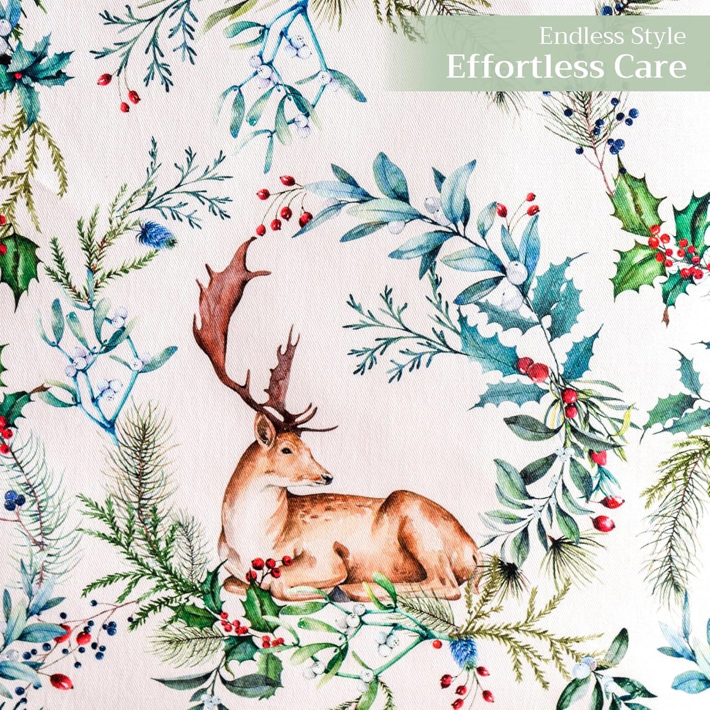 Maison d' Hermine Table Runner 100% Cotton Double Layer Table Runners 108 inches Long for Thanksgiving Christmas Decorations Home Kitchen Dining Party Wedding (Holly Time, 14.5" x 108")