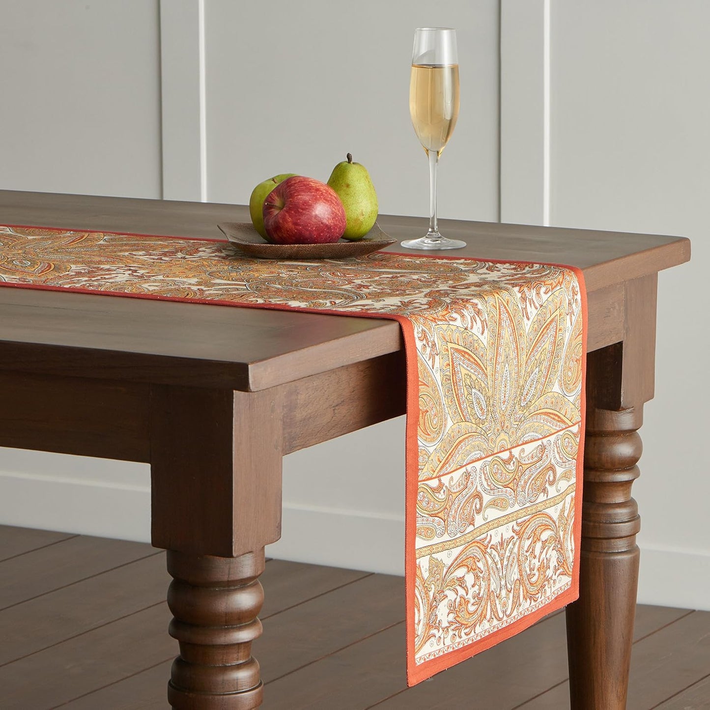 Maison d' Hermine Table Runner 100% Cotton Single Layer Table Runners 90 inches Long for Thanksgiving Christmas Decorations Home Kitchen Dining Party Wedding (Kashmir Paisley, 14.5" x 90")