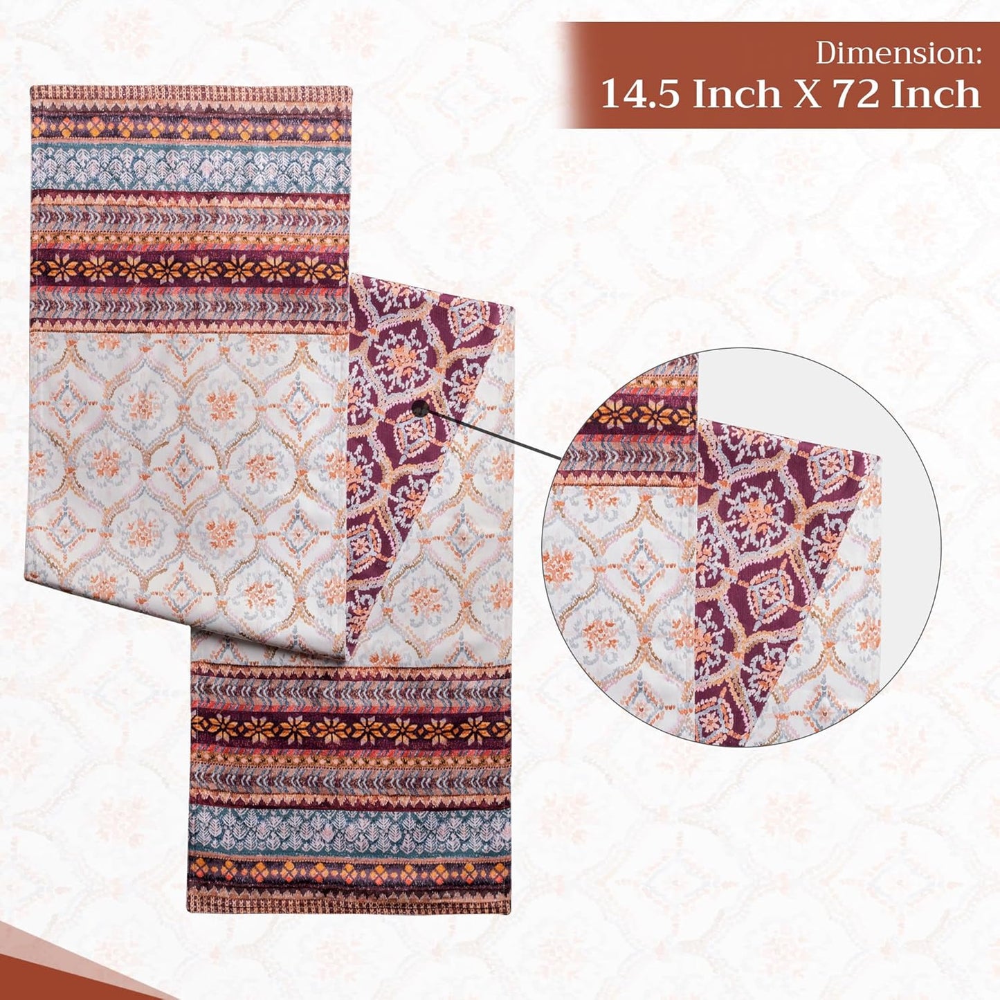 Maison d' Hermine Table Runner 100% Cotton Double Layer Table Runners 72 inches Long for Thanksgiving Christmas Decorations Home Kitchen Dining Party Wedding (Fair Isle, 14.5" x 72")