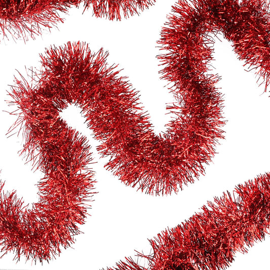 32.8 Ft Red Christmas Tinsel Garland Metallic Shiny Tassle Banner Wall Hanging Tinsel Streamers Backdrop for Christmas Holiday Birthday Party Supplies Indoor Outdoor Ornaments Home Decor