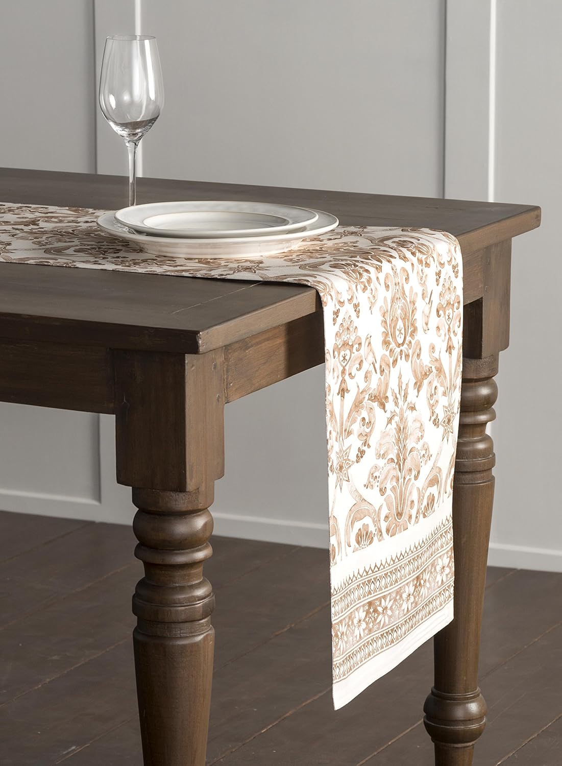 Maison d' Hermine Table Runner 100% Cotton Single Layer Table Runners 90 inches Long for Thanksgiving Christmas Decorations Home Kitchen Dining Party Wedding (Allure, 14.5" x 90")