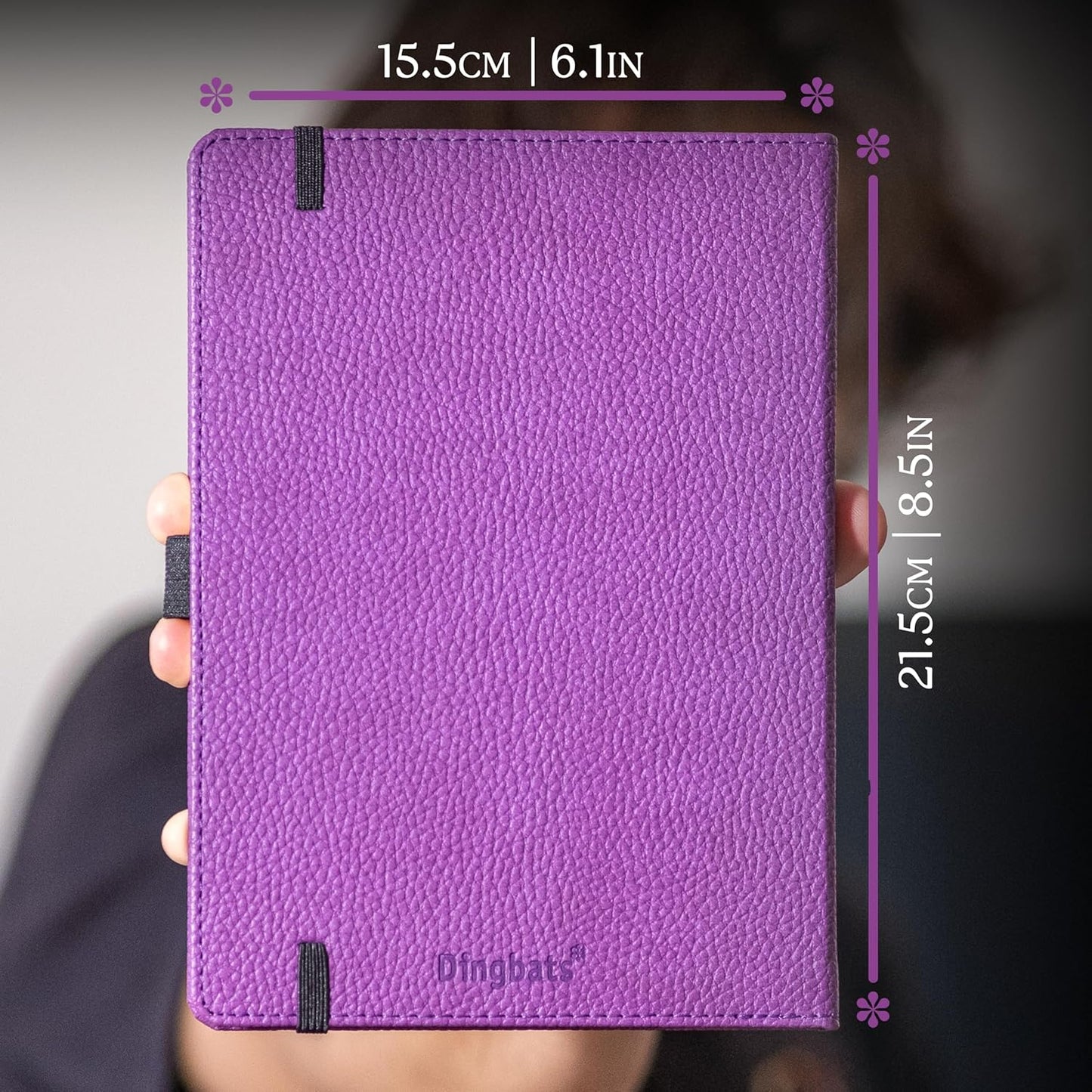 Dingbats* Wildlife Dotted Journal Notebook A5 - Vegan Leather Hard Cover, Ideal for Work, Travel - Pocket, Elastic