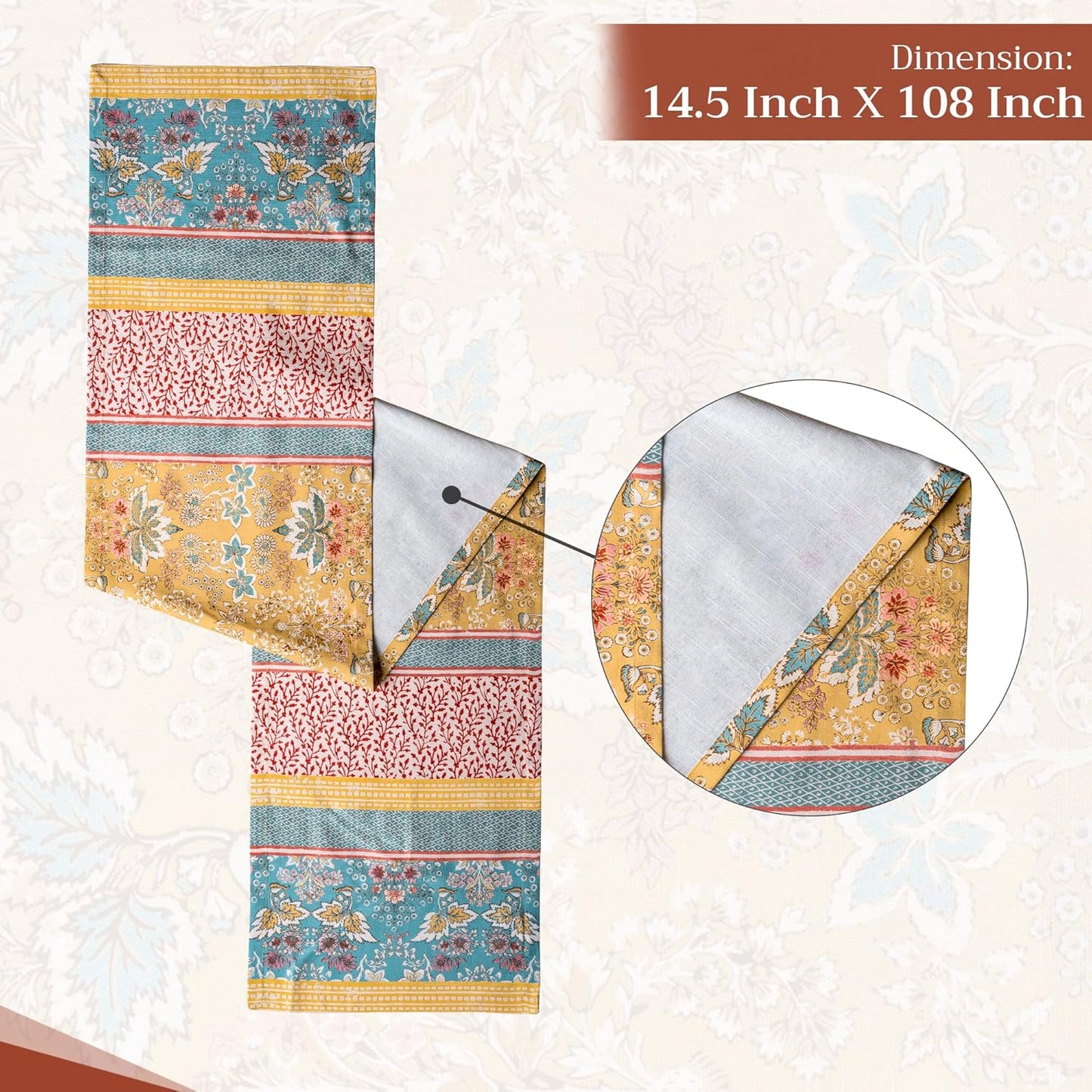 Maison d' Hermine Table runner 100% Cotton Single Layer Table Runners 108 inches long Decorative for Home Kitchen Dining Party Baby Shower Wedding Bridal Shower Spring Summer (Marquise, 14.50" x 108")