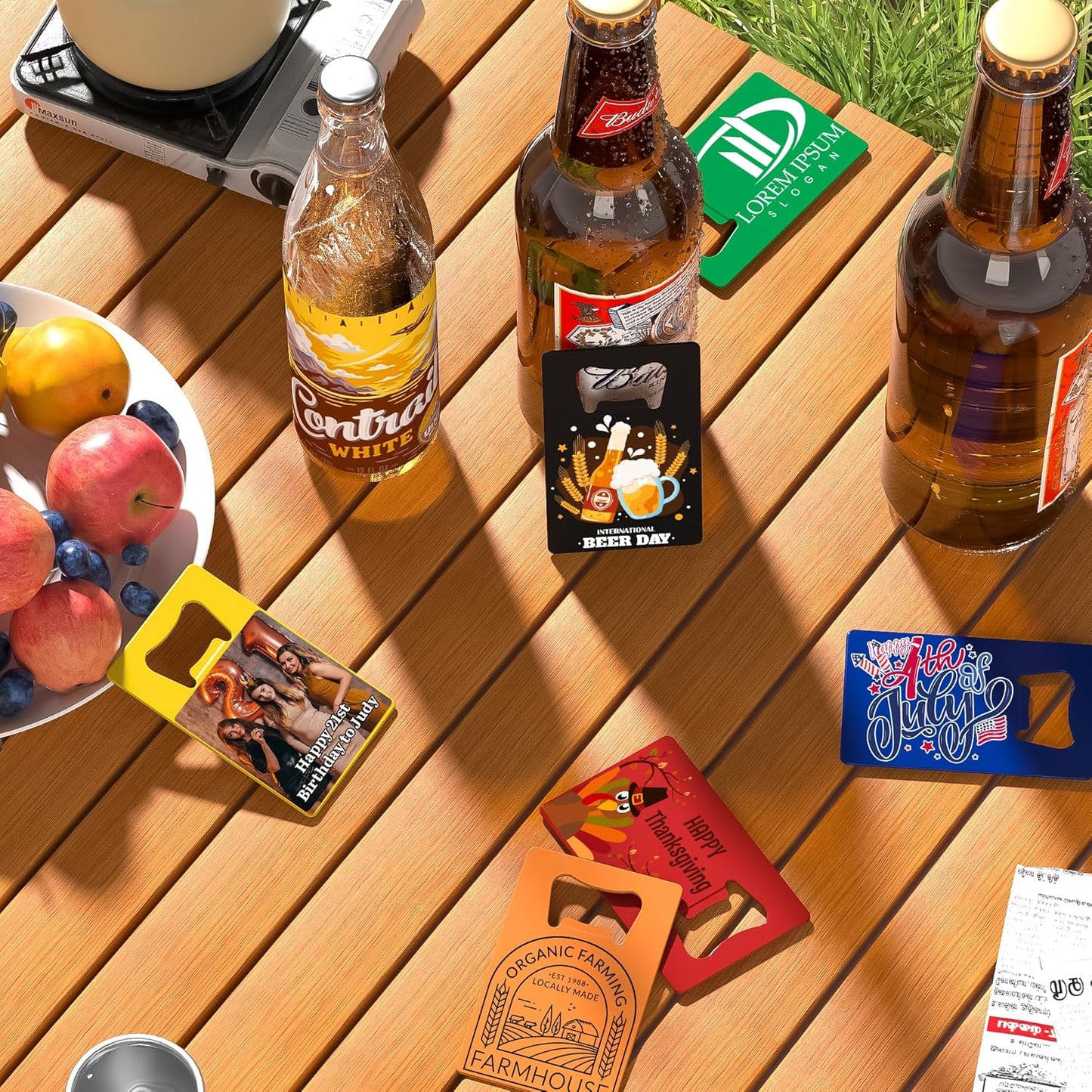 4-100 Pcs Custom Bottle Opener, Personalized Stainless Steel Credit Card Bottle Opener, Full Color Print Custom Beer Can Opener Bulk for Bar, Wedding Favors, Party, Promotion, Groomsmen Gift (Orange)