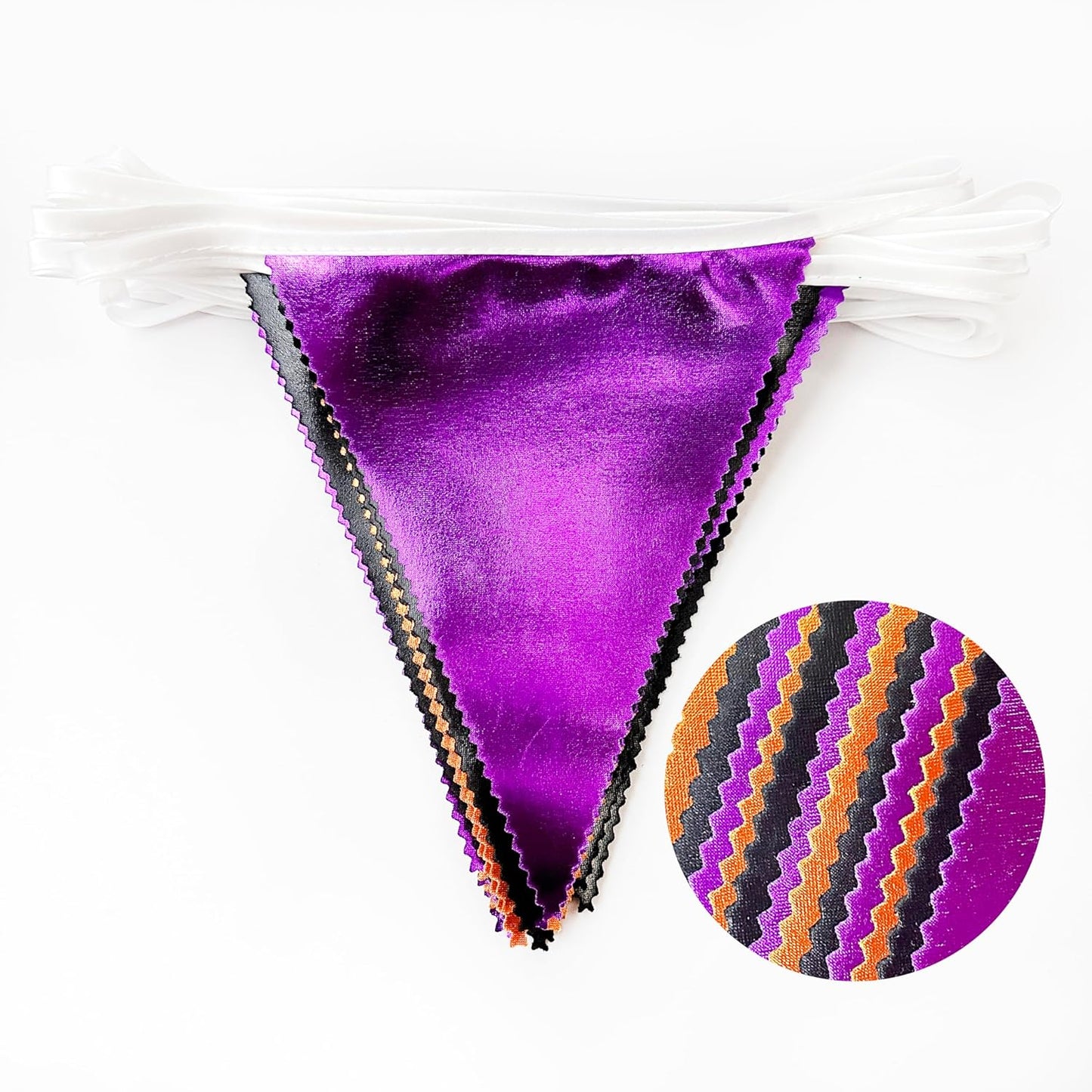 Black Orange Purple Halloween Party Decorations Metallic Fabric Triangle Pennant Banner Flag Bunting Garland for Birthday Baby Shower Bachelorette Trick or Treat Halloween Holiday Party Supplies