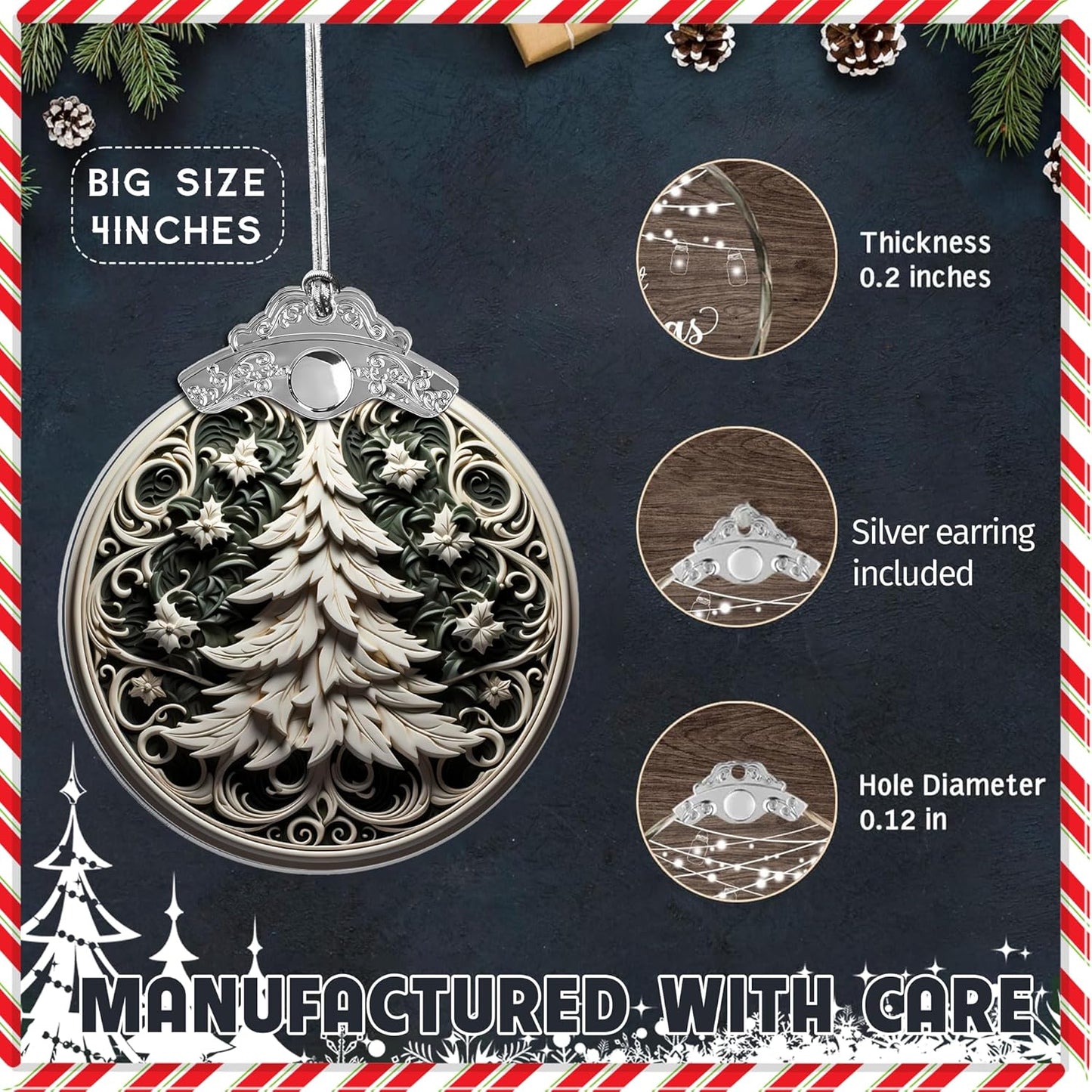 Christmas Ornament 2025, Acrylic Tree Ornament, Unique Christmas Decor, Holiday Ornaments for Tree or Car, Snow Scene Display, Gag Gifts Funny Adult, Christmas Decorations