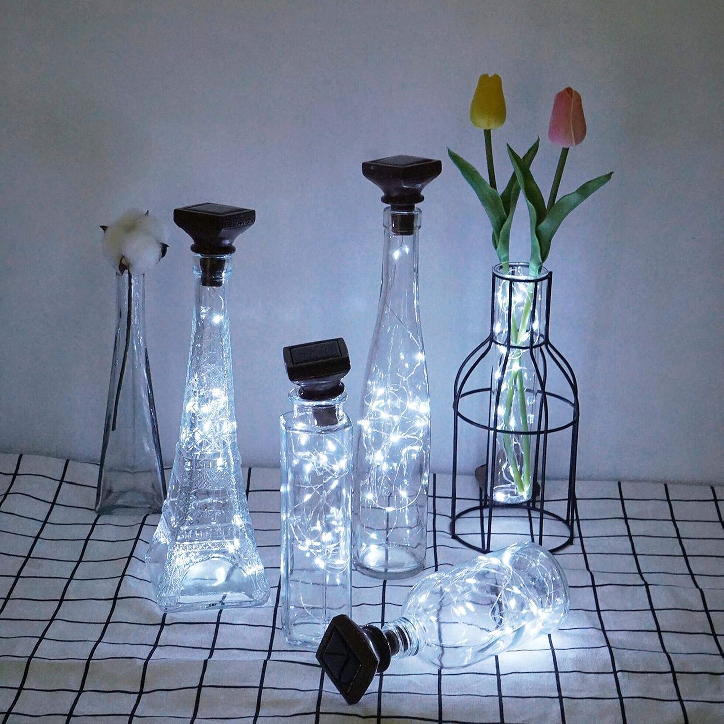 Decorman 10 Pack Solar Wine Bottle Lights 20 LEDs Waterproof Fairy Cork String Silver Wire Craft Lights for Party, Wedding, Christmas, Holiday, Garden, Patio or Table Decor