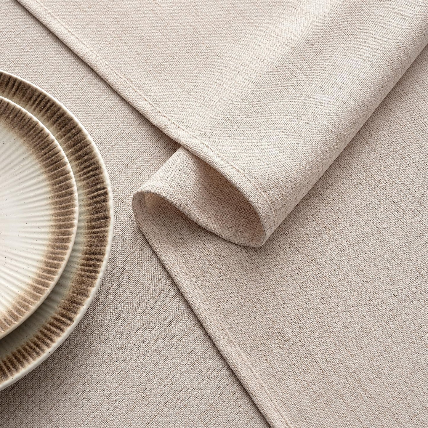 MIULEE Natural Linen Tablecloth 60x120 Inch Rectangle Table Cloth Waterproof,Stain Resistant & Wrinkle Resistant for Dining Party Wedding