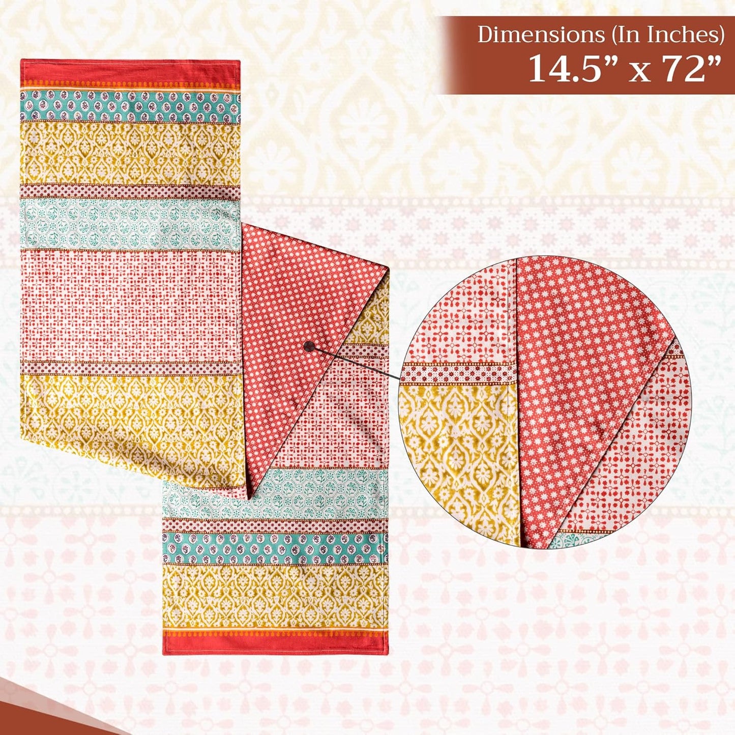 Maison d' Hermine Table Runner 100% Cotton Double Layer Table Runners 72 inches Long Decorative for Home Kitchen Dining Party Baby Shower Wedding Bridal Shower Spring Summer (Provence, 14.50" x 72")