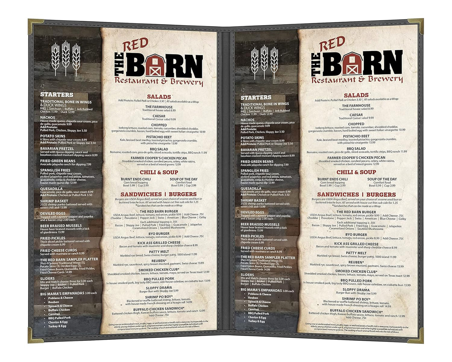 Goodsmart Pajco Style Restaurant Menu Covers – Pack of 10, Side-Loading Menu Holders, Single Stitched Edge, Clear Vinyl Menu Sleeves, Leatherette Trim, Gold Corners, Black, 2 View (8.5" x 14")