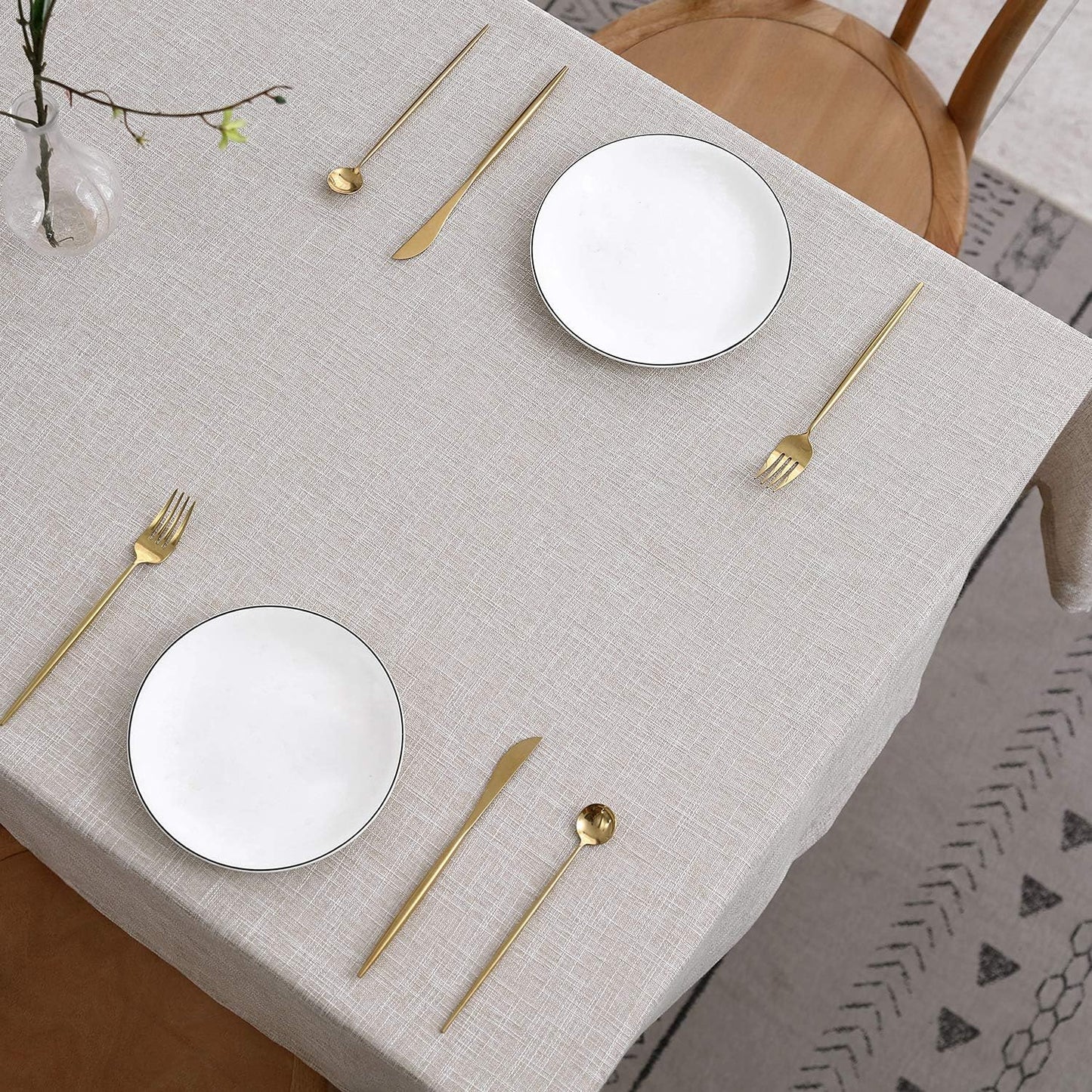 maxmill Flaxy Faux Linen Tablecloth with 2-Tone Slubby Texture Wrinkle Free Anti-Shrink Soft Table Cloth for Kitchen Dining Tabletop for Outdoor and Indoor Use Rectangle 60 x 84 Inch Linen