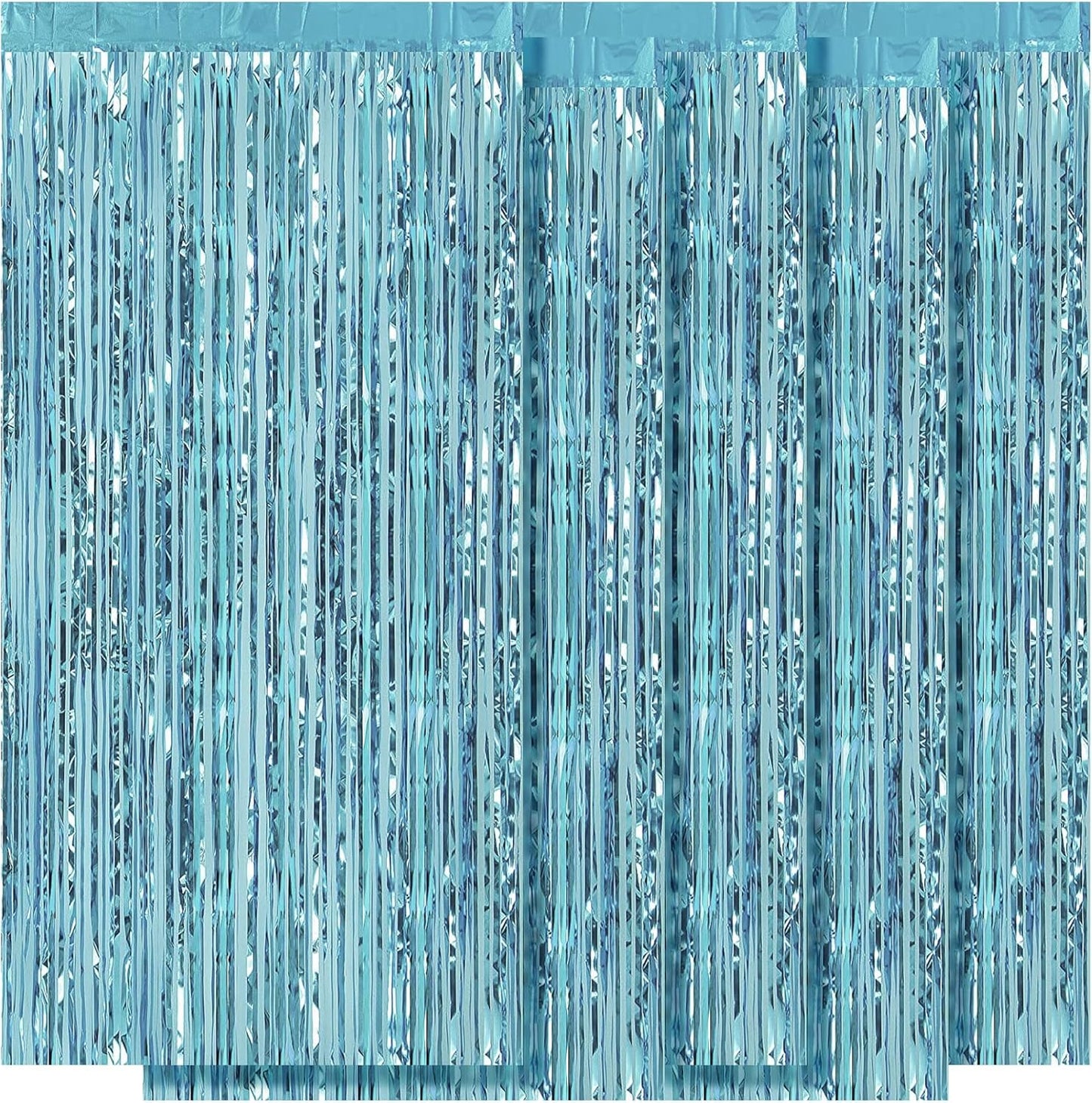 5 Pack Blue Fringe Backdrop 3.2ft x 8.2ft Foil Curtain Tinsel Foil Fringe Curtains Photo Booth Props for Mermaid Birthday Under The Sea Party Decorations Teal Blue Tinsel Backdrop Streamers (Blue)