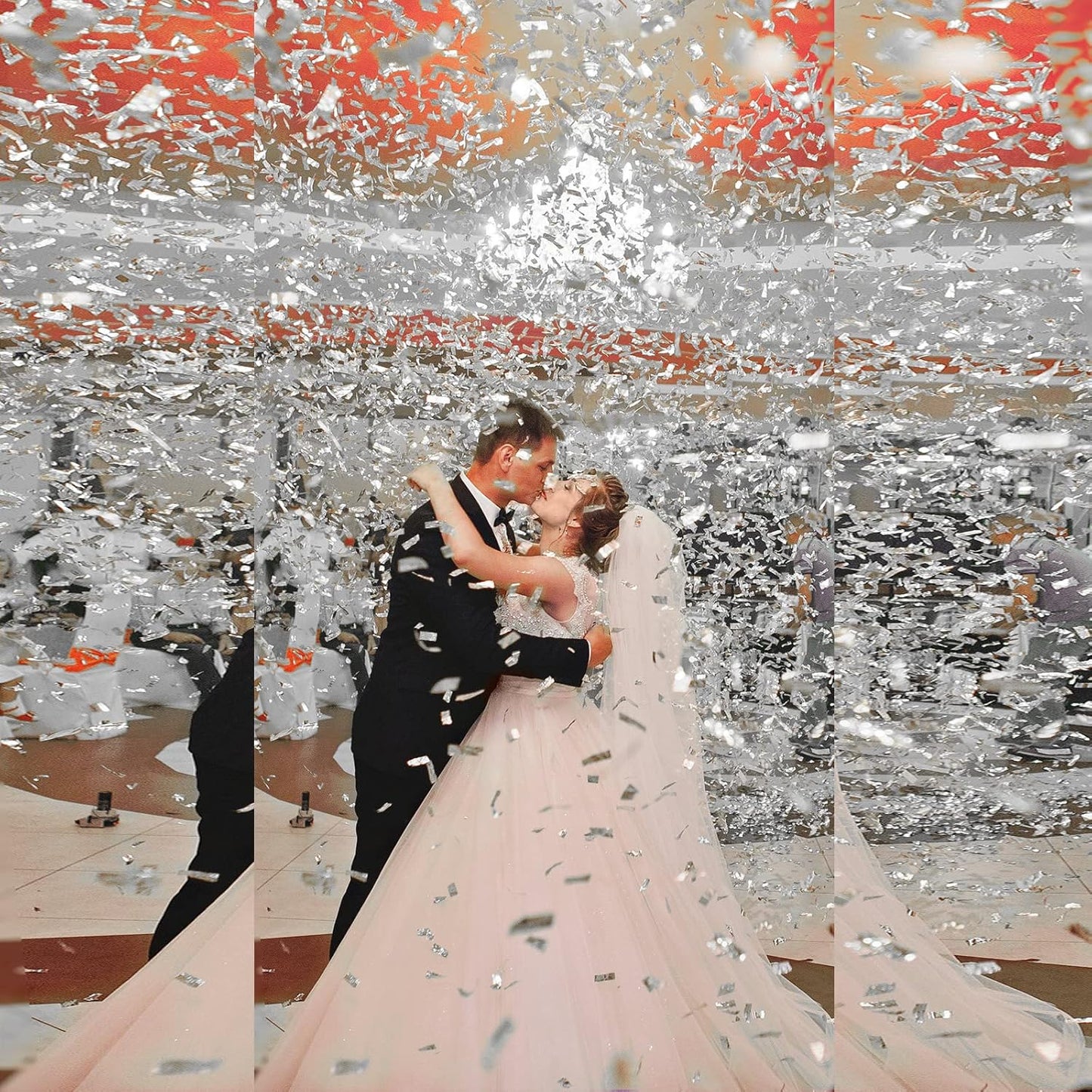 Sumind 200 Grams Gold Silver Large Metallic Confetti Rose Glitter Throwable Table Scatter Foil Confetti for Wedding Birthday Party Baby Shower Graduation Christmas Celebrations(Silver)