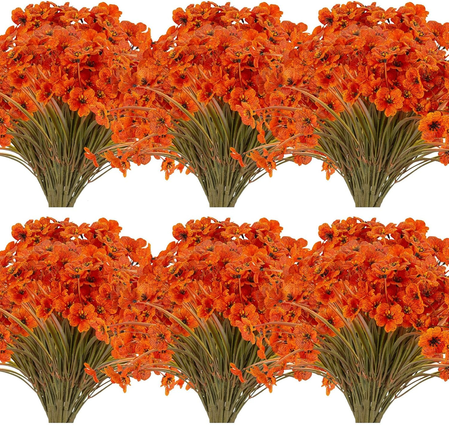 20 Bundles Artificial Fall Flowers Outdoor UV Resistant Fake Flowers No Fade Faux Plastic Plants Garden Porch Window Box Decorating (Fall Brown