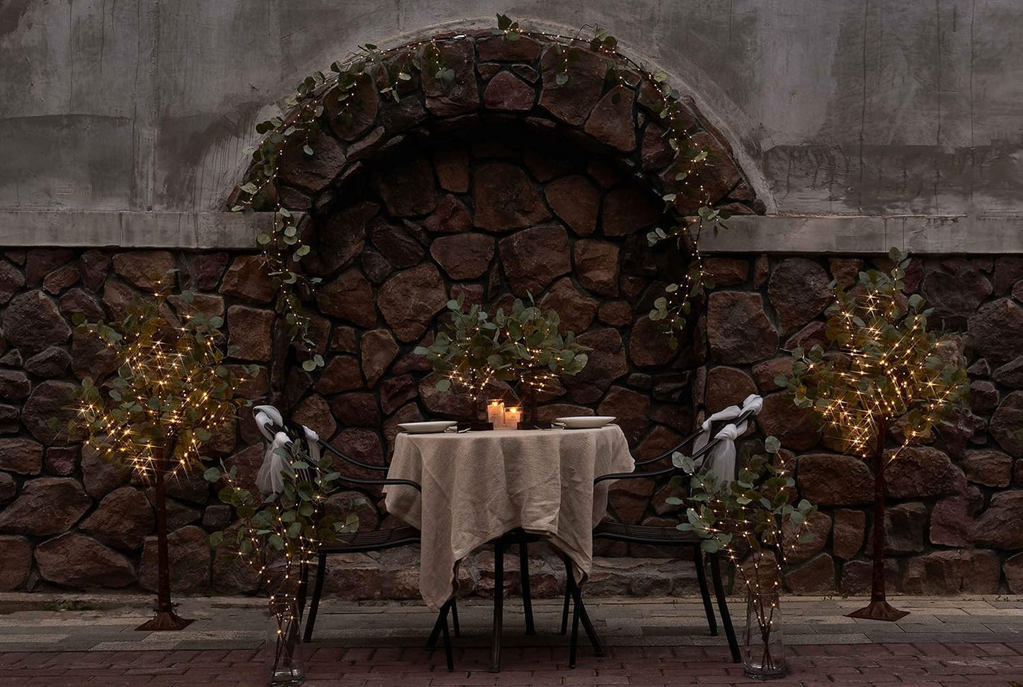 Hairui Lighted Eucalyptus Branches with Timer 24IN 36 LED Battery Operated for Wedding Christmas Party Home Spring Decor (Vase not Included)