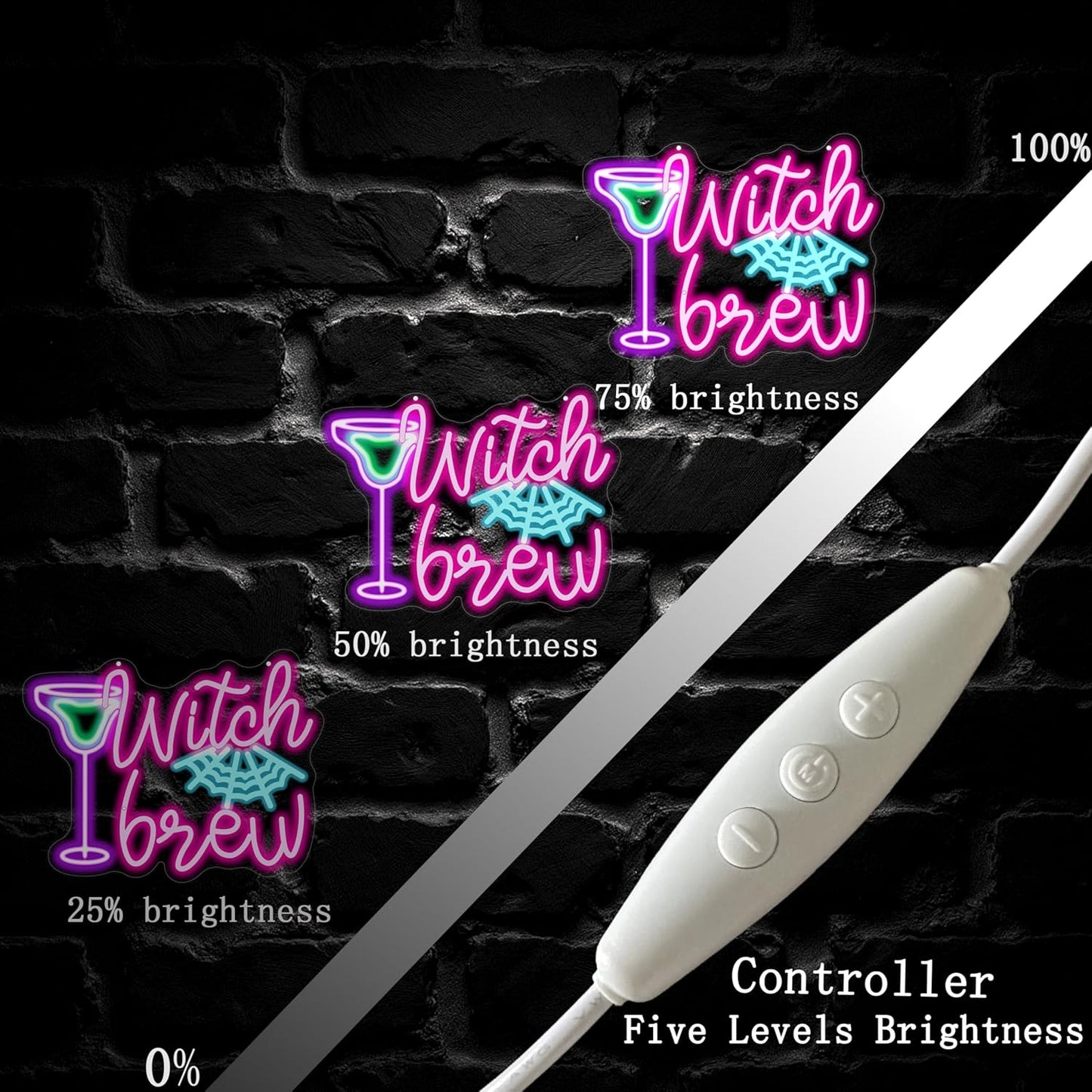 Witch Brew Neon Sign, Witches LED Light, Halloween Neon Sign, Gothic Decor Sign, Horror Decor Sign for Room Halloween Party Musical Led Sign for Wall Art Decor Gifts for Witch Fans Lovers