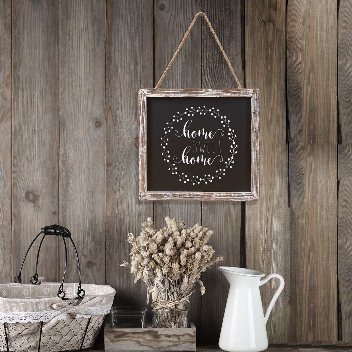 Barnyard Designs Magnetic Hanging Chalkboard Sign – Rustic Decorative Display Presentation Board for Office, School Supplies, Kitchen, Restaurant, Weddings and More, 11” x 10” (3 Pack)