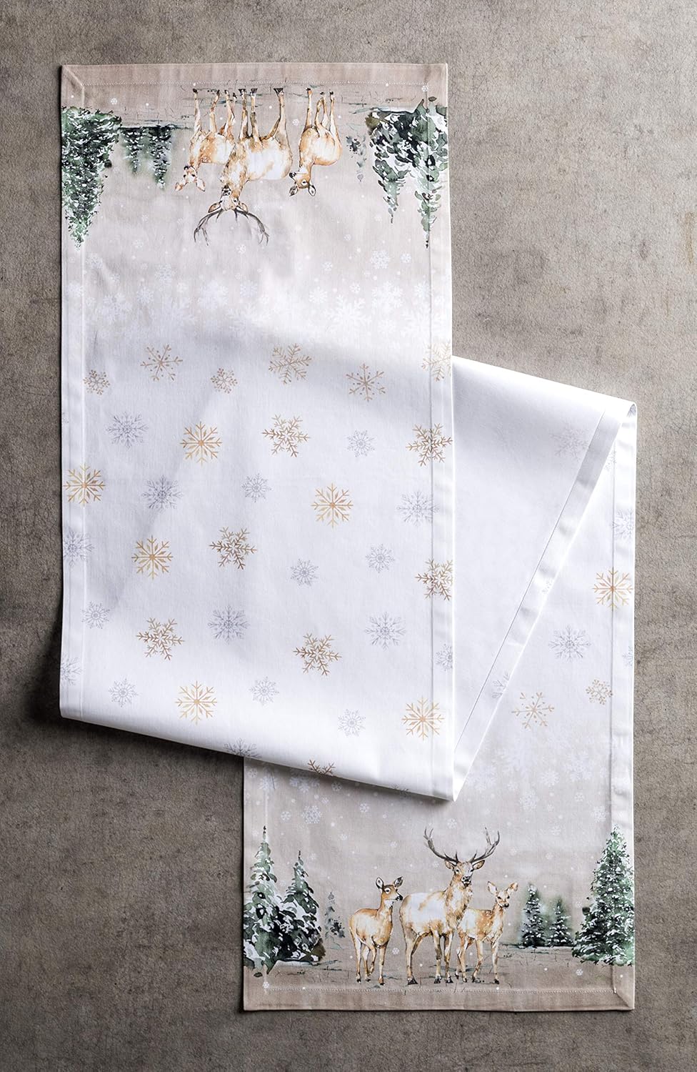 Maison d' Hermine Table Runner 100% Cotton Single Layer Table Runners 36 inches Long for Thanksgiving Christmas Decorations Home Kitchen Dining Party Wedding (Deer in The Woods, 14.5" x 36")