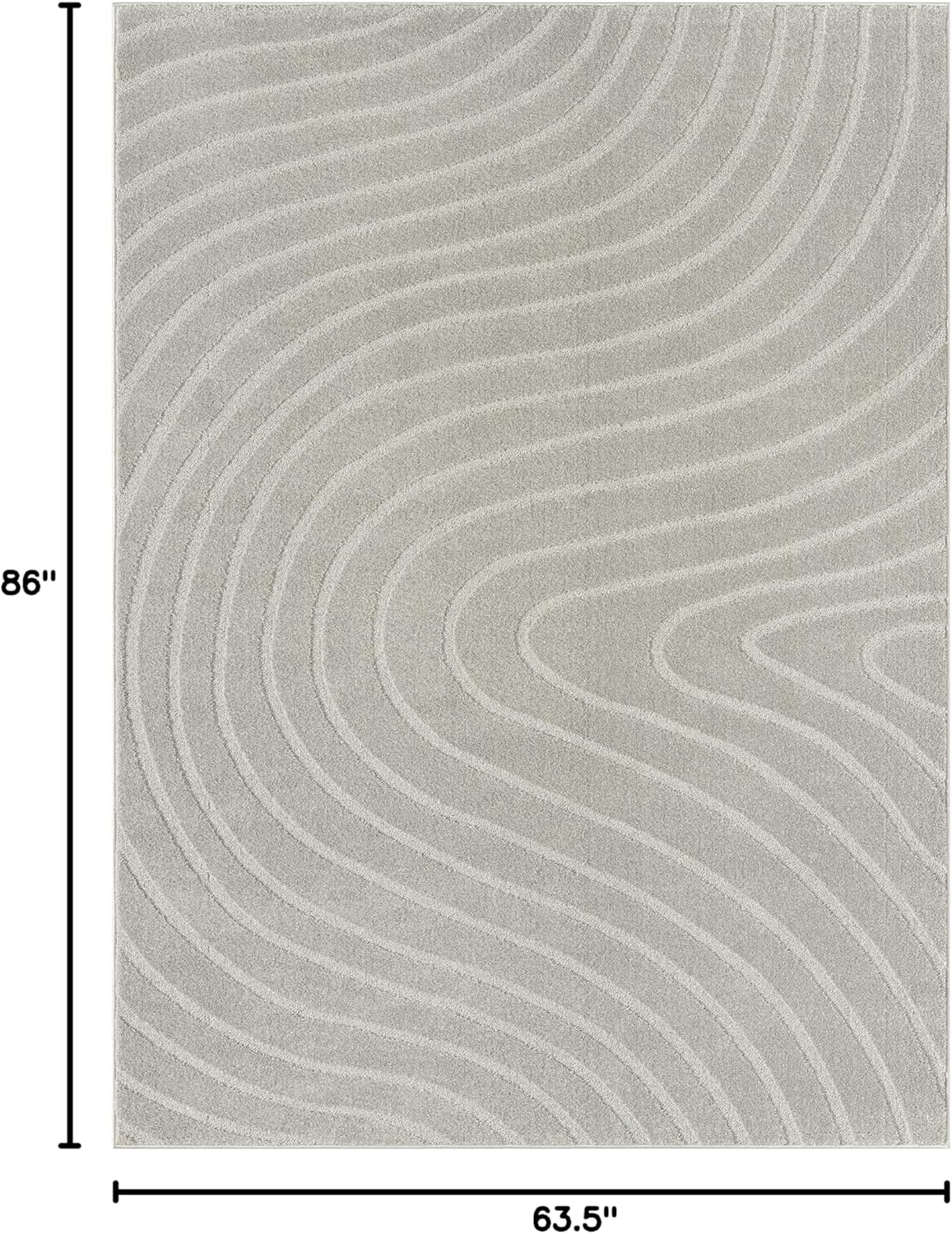 LUXE WEAVERS Modern Geometric Wave Gray 5x7 Area Rug