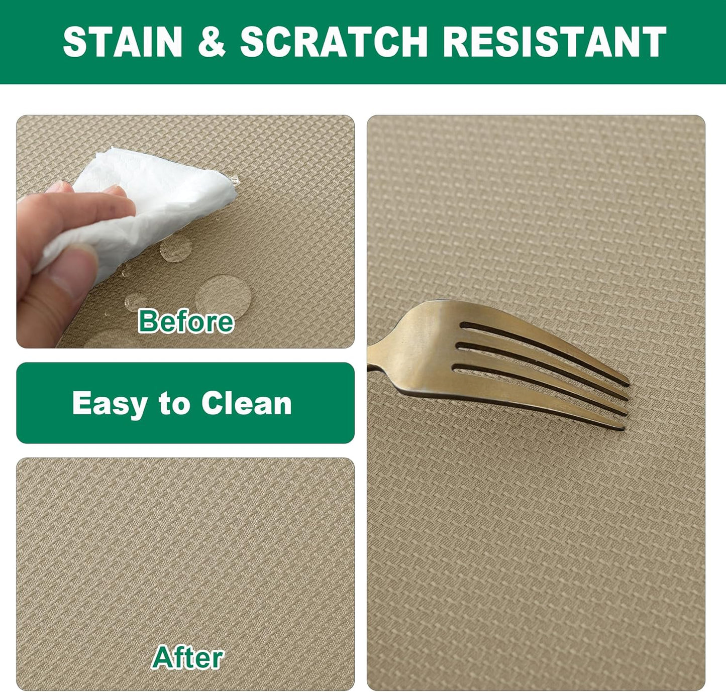 Biscaynebay Textured Fabric Round Tablecloths 70", Natural Water Resistant Table Cloth Circle Folding Table Covers for Dining, Kitchen, Wedding, Parties etc. Machine Washable