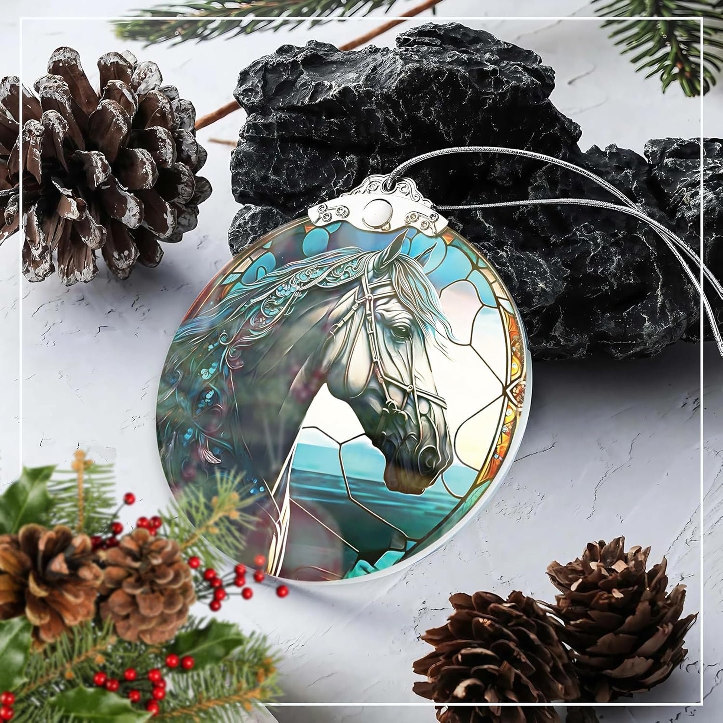 Stained Glass Effect Ornament, Women’s Christmas Keepsake, Funny White Elephant Idea, Holiday Decoration, 2025 Christmas Ornament, Faith-Based Christian Piece