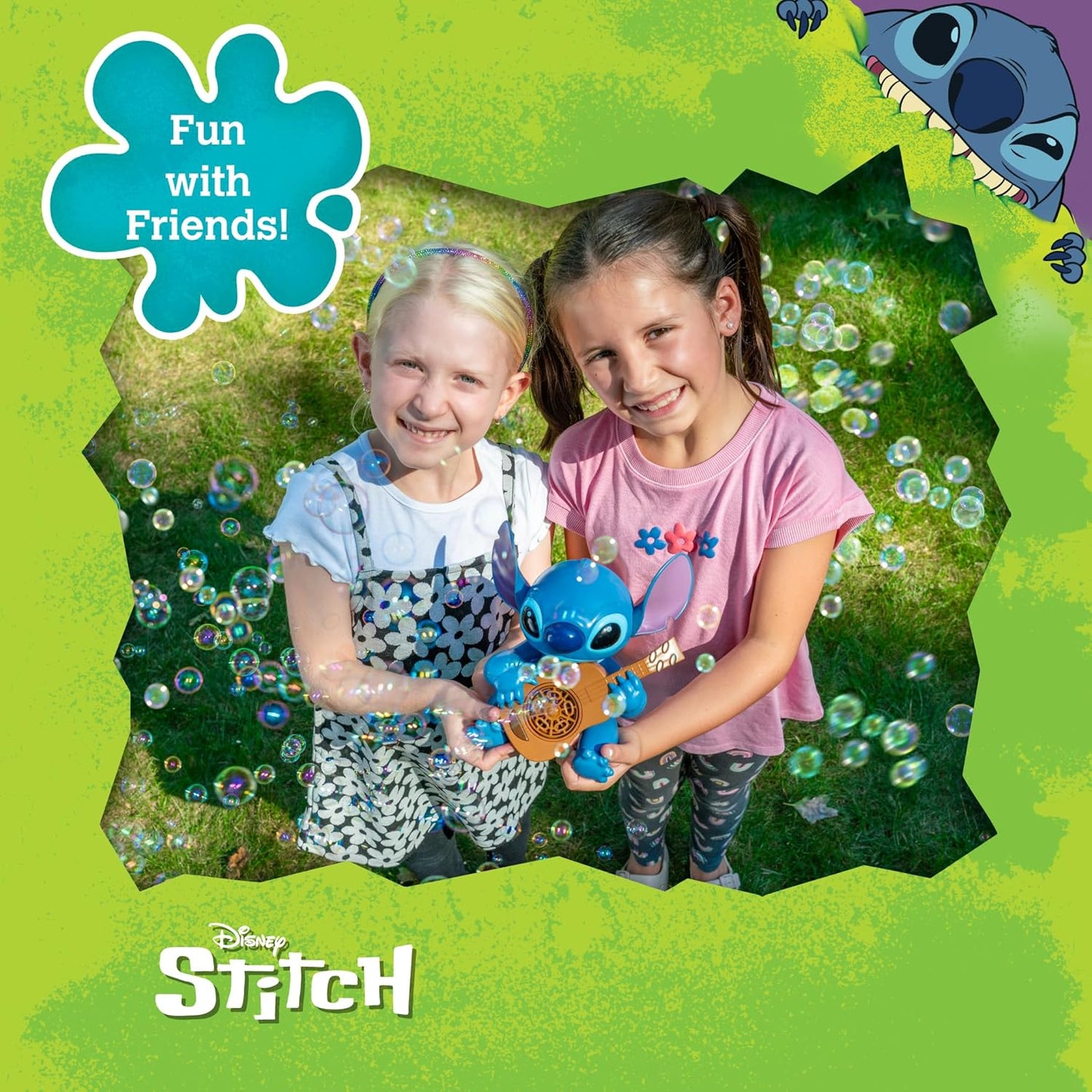 Stitch NO Spill Musical Bubble Machine | Bubble Toy for Toddlers and Kids | Amazon Toys Exclusive with 16 oz of Extra Bubble Solution (Bubble Solution Bottle Colors Will Vary)